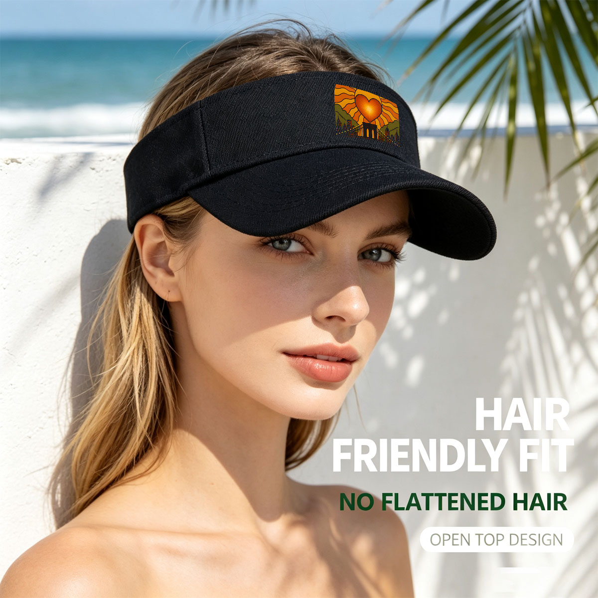 Spread Love: It's the Brooklyn Way - Heart Sun Over Bridge Cityscape -  Visor cap