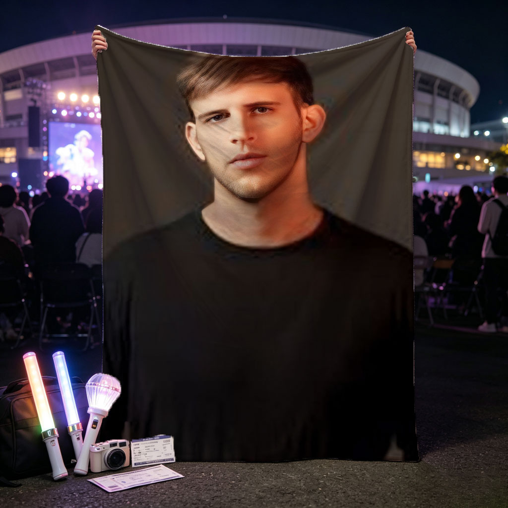 Logan Paul in a Studio Portrait Wearing a Black T-Shirt - Blankets