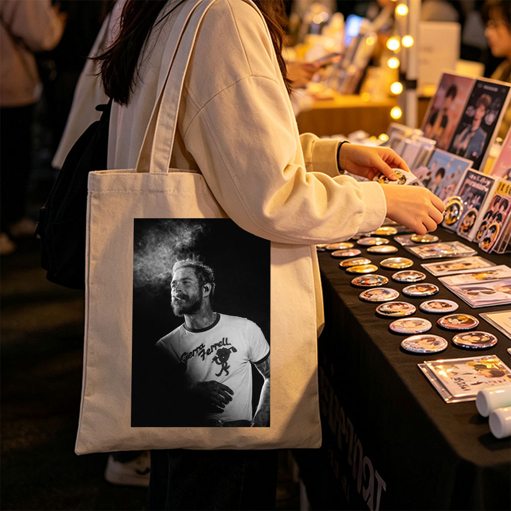 Ryan Tedder Smoking Cigarette on Stage in Black and White Photo - Canvas tote bags