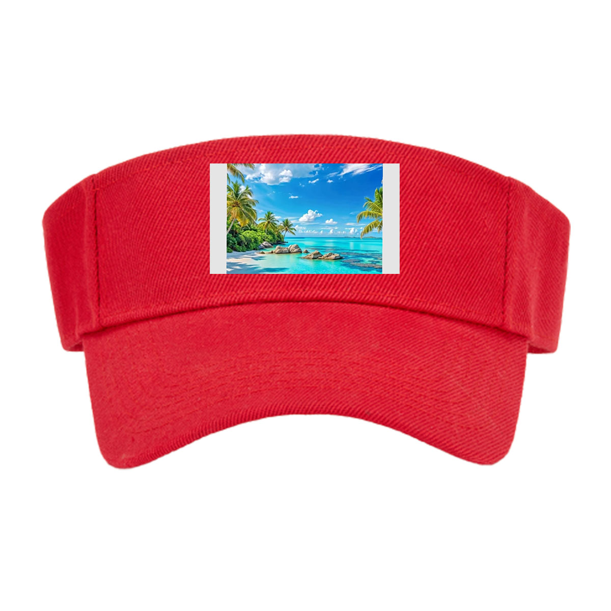 Tropical Beach with Crystal Clear Water and Palm Trees -  Visor cap
