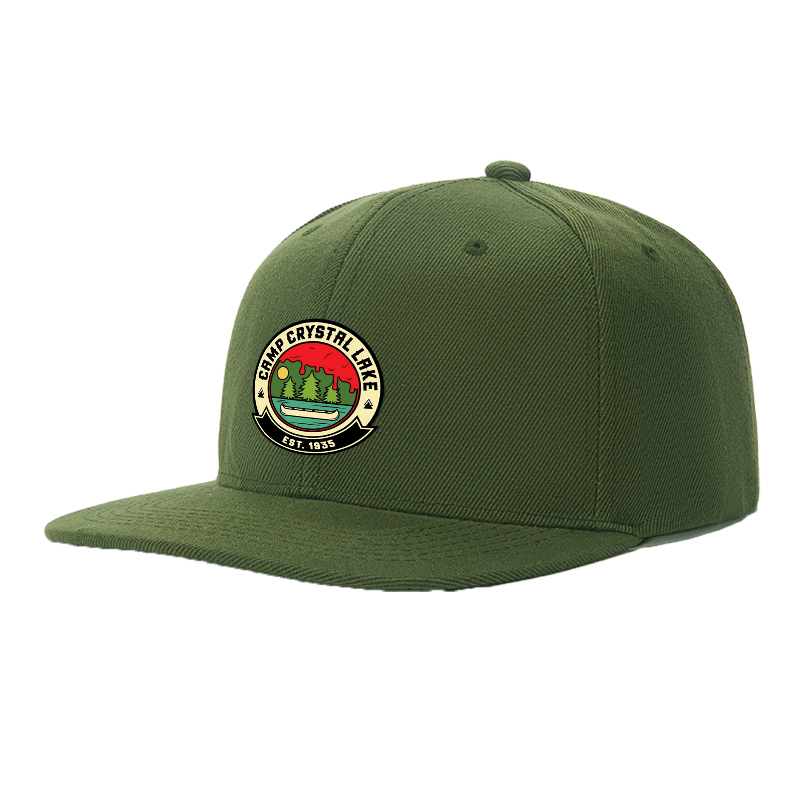 Flat Brim Baseball Cap Camp Crystal Lake Logo Print Streetwear Underground Skate Style for Basketball Court Skate Park Urban Outdoors Skaters Rappers Streetwear Enthusiasts