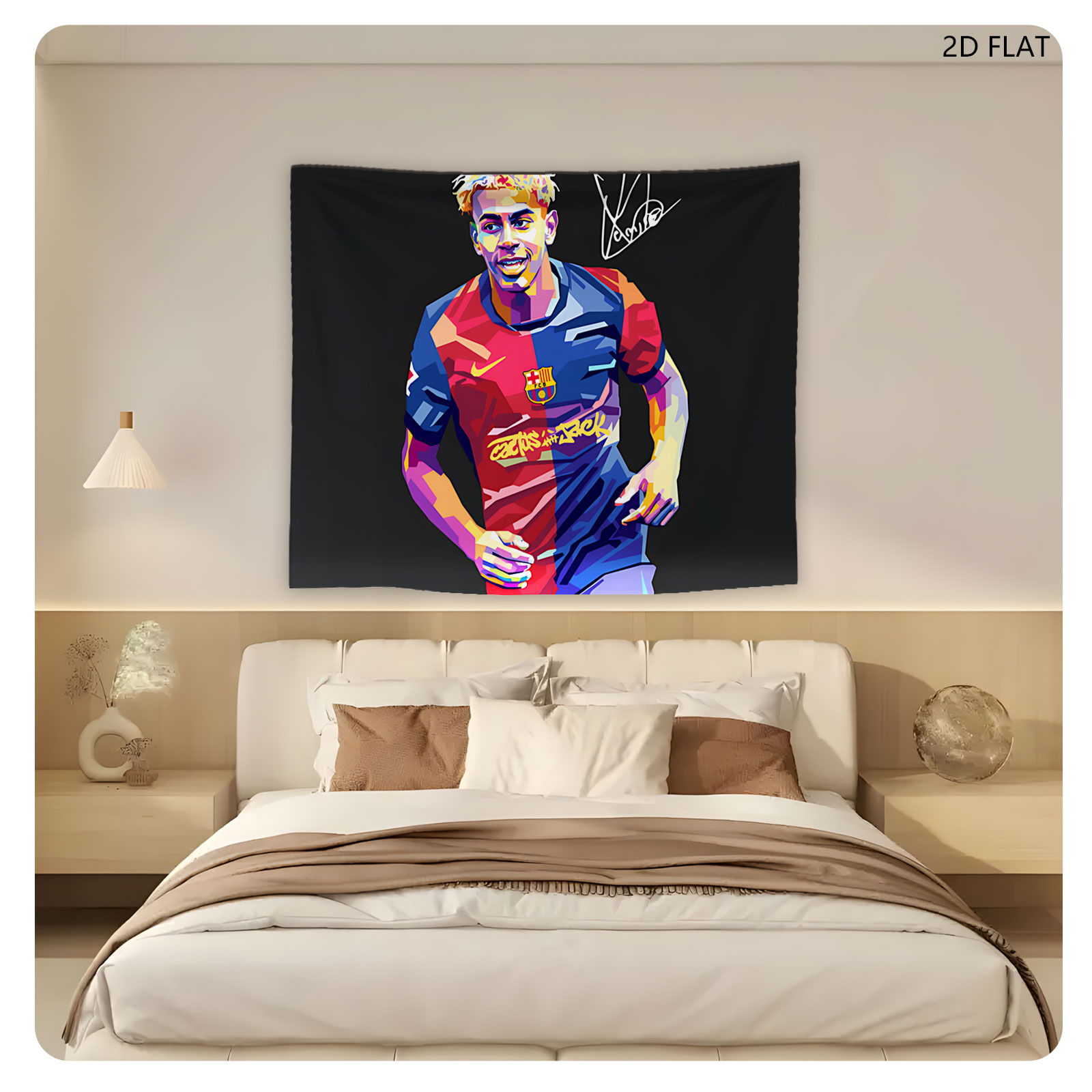 Lamine Yamal in FC Barcelona Jersey, Artistic Portrait - Tapestry