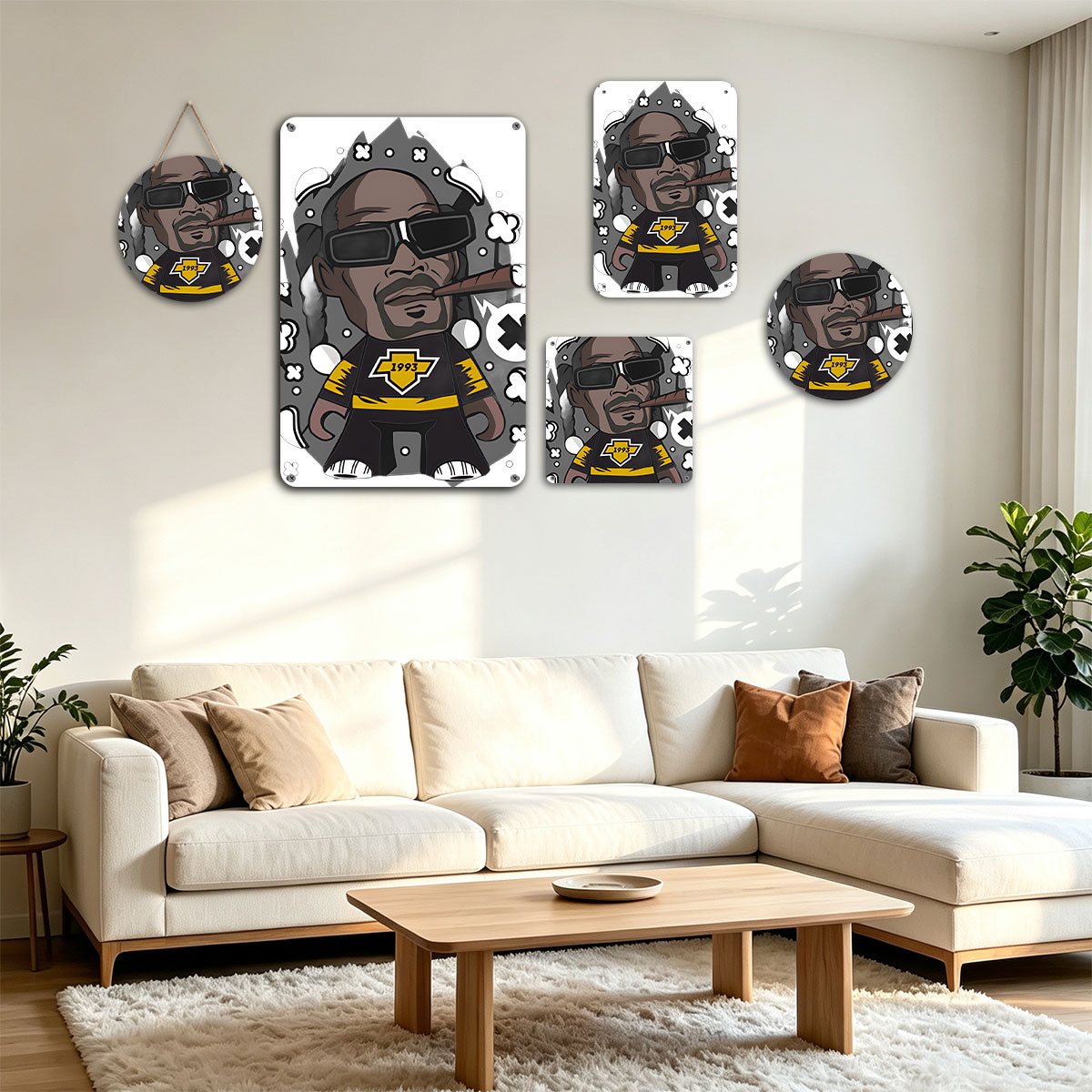 Snoop Dogg Cartoon Character with Cigar and 1993 Jersey - painting