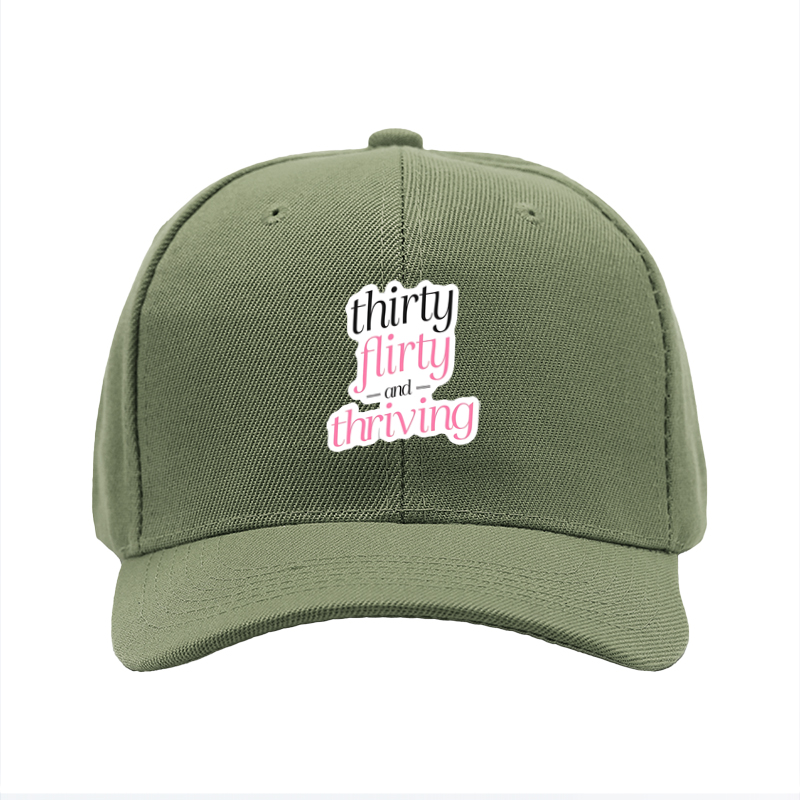 1pc New Baseball Cap Thirty Flirty and Thriving Print Unisex Adjustable Hat for Outdoor Activities Adults Fashion Statement Casual Wear