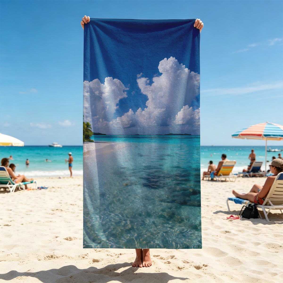 Crystal Clear Waters and White Sand Beach Under Blue Sky - Beach towels