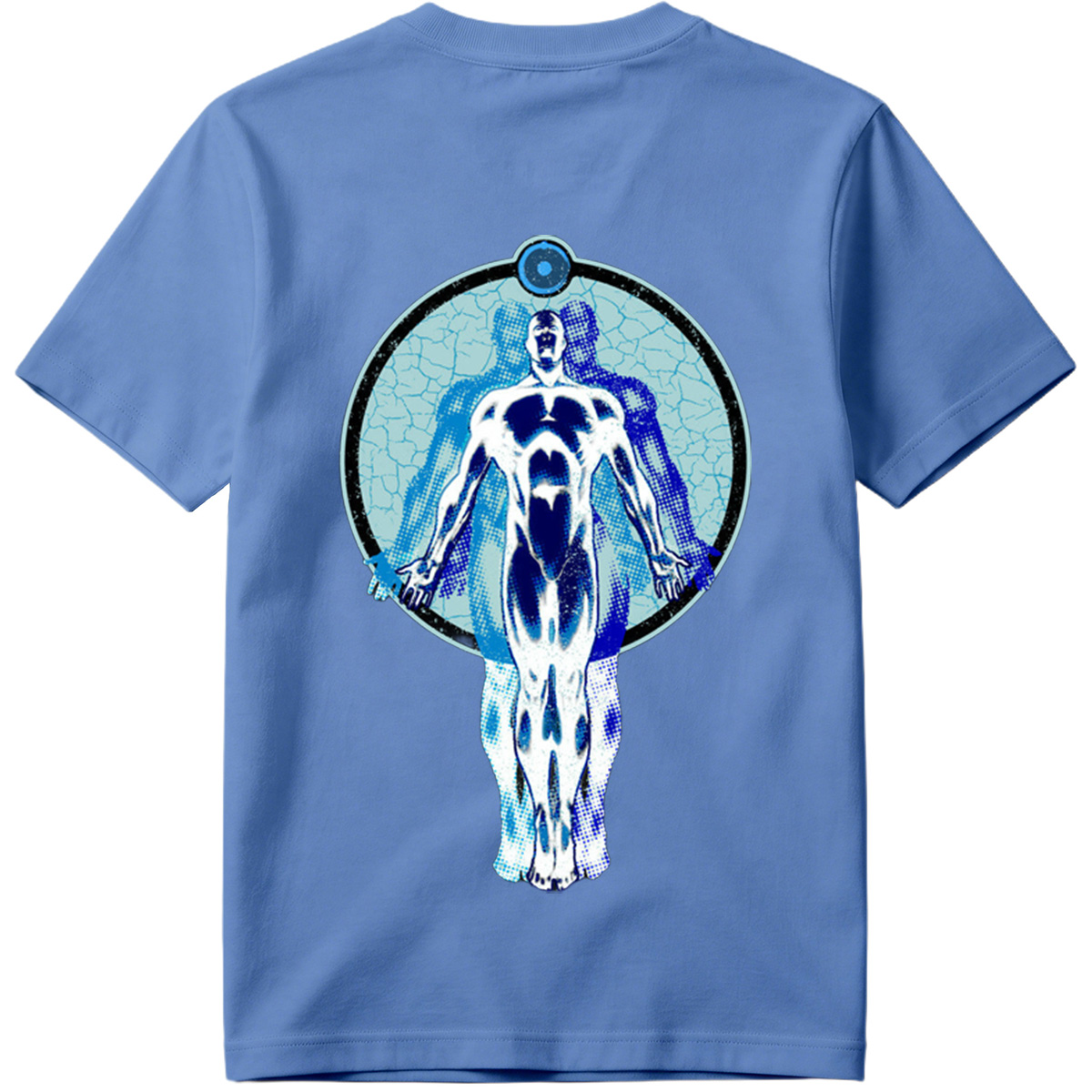 Blue Human Figure in Circular Frame - Tee
