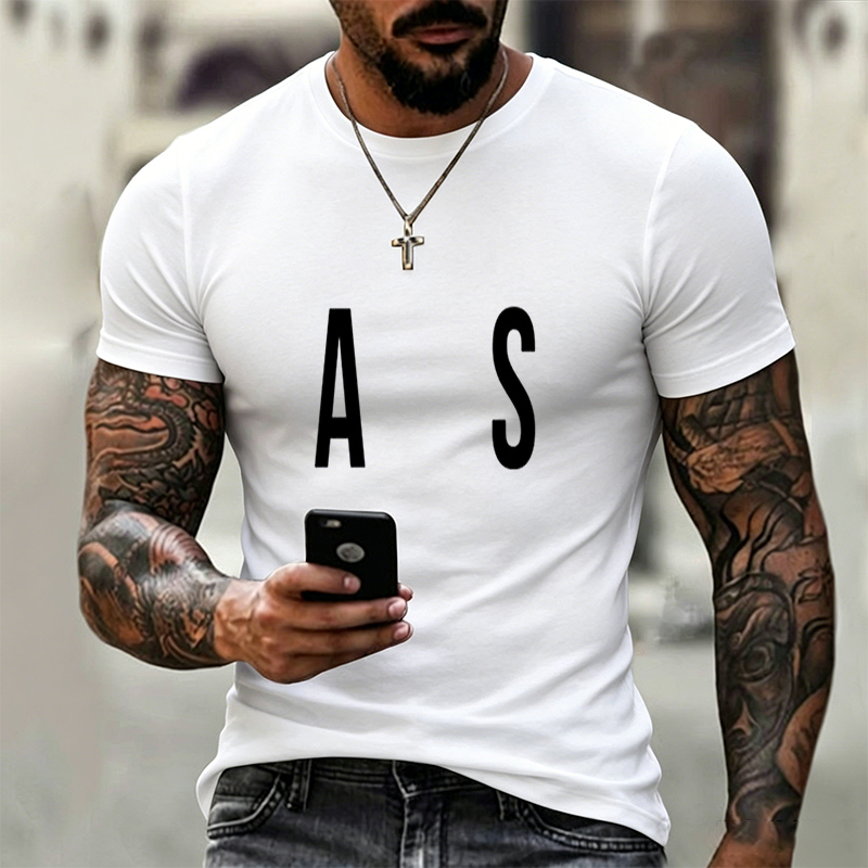 Unisex Classic T-Shirt with A and S Letter Print Design | Casual Everyday Wear for Men and Women | Perfect for Daily Outings, Work, or Leisure Activities