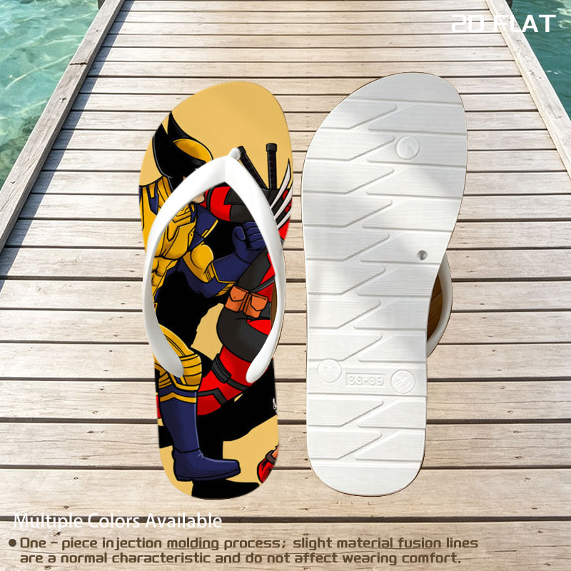 Wolverine and Deadpool in Action with Dogpool -  flip-flops