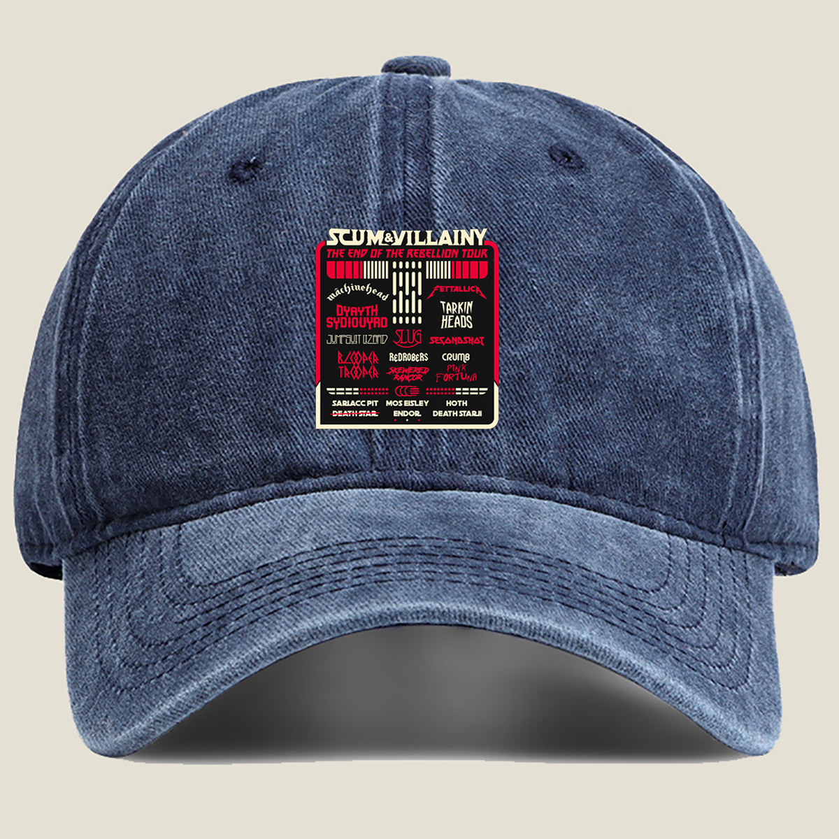 Scum & Villainy: The End of the Rebellion Tour – Star Wars Inspired Band Lineup - Washed Denim - Baseball Cap
