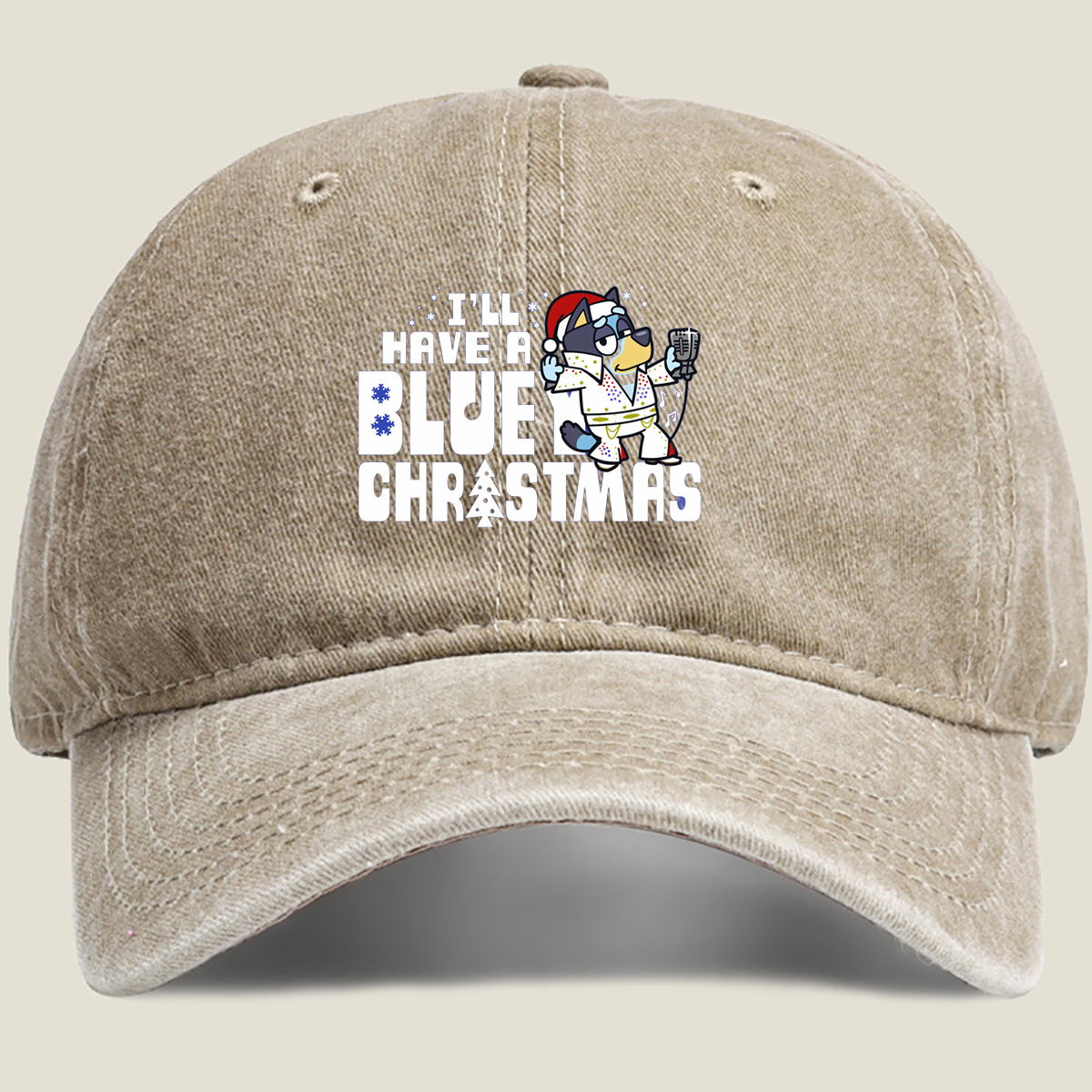 Bluey Christmas Singing - Washed Denim - Baseball Cap