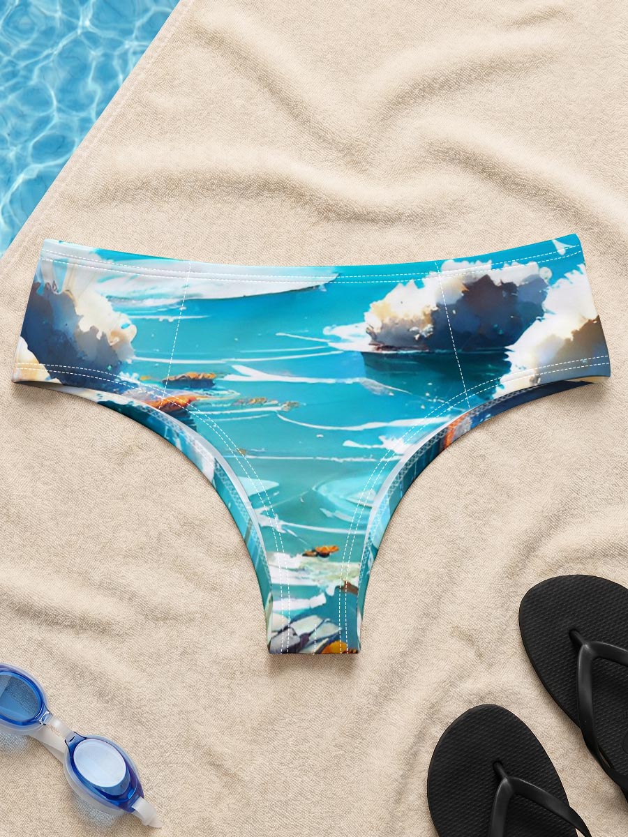 Crystal Clear Ocean with Shells and Sailboat -  Men's swim trunks