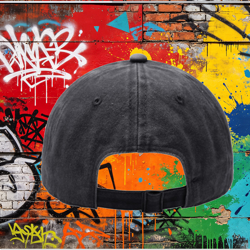Men's Printed Washed Cap with Geometric Pattern and 