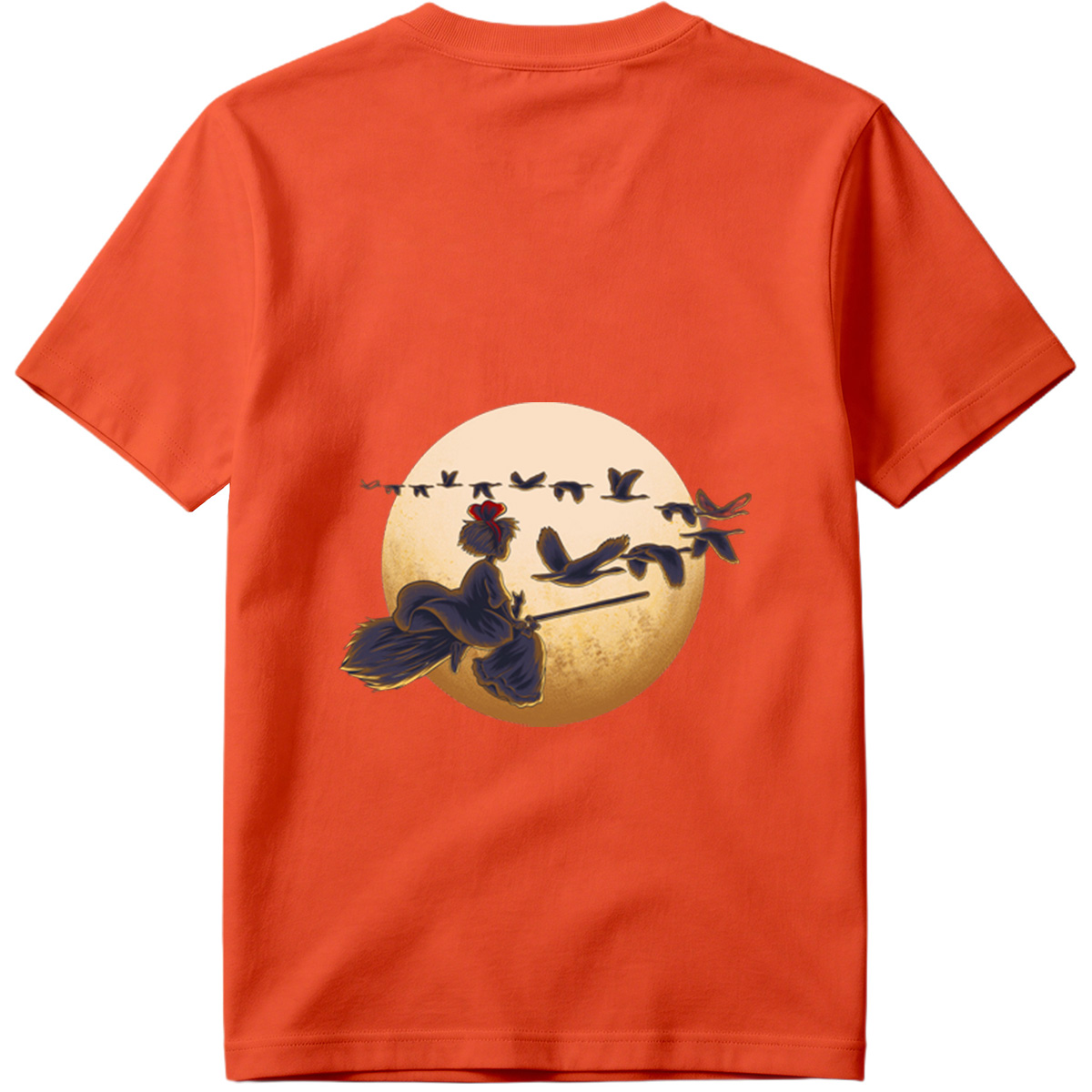Mulan Flying on a Broomstick with Geese Against the Moon - Tee