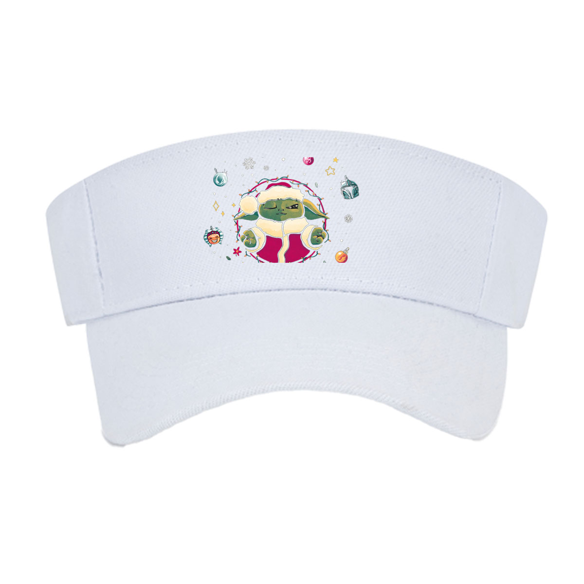Baby Yoda in Santa Outfit with Star Wars Christmas Ornaments -  Visor cap