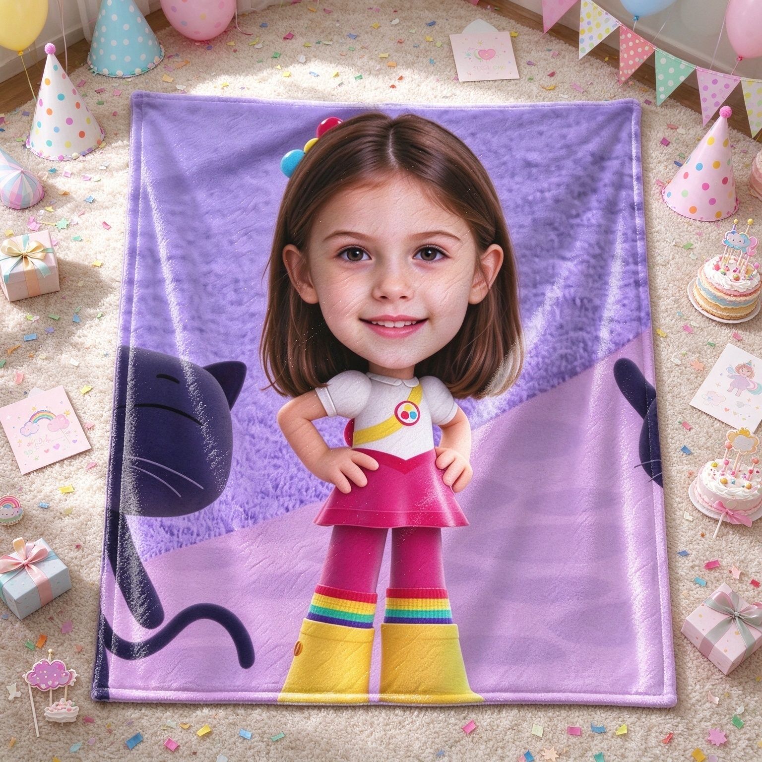 Custom Face Blanket Personalized Big Head Photo Flannel Fleece Throw, Cozy Soft Keepsake Gift for Kids and Family