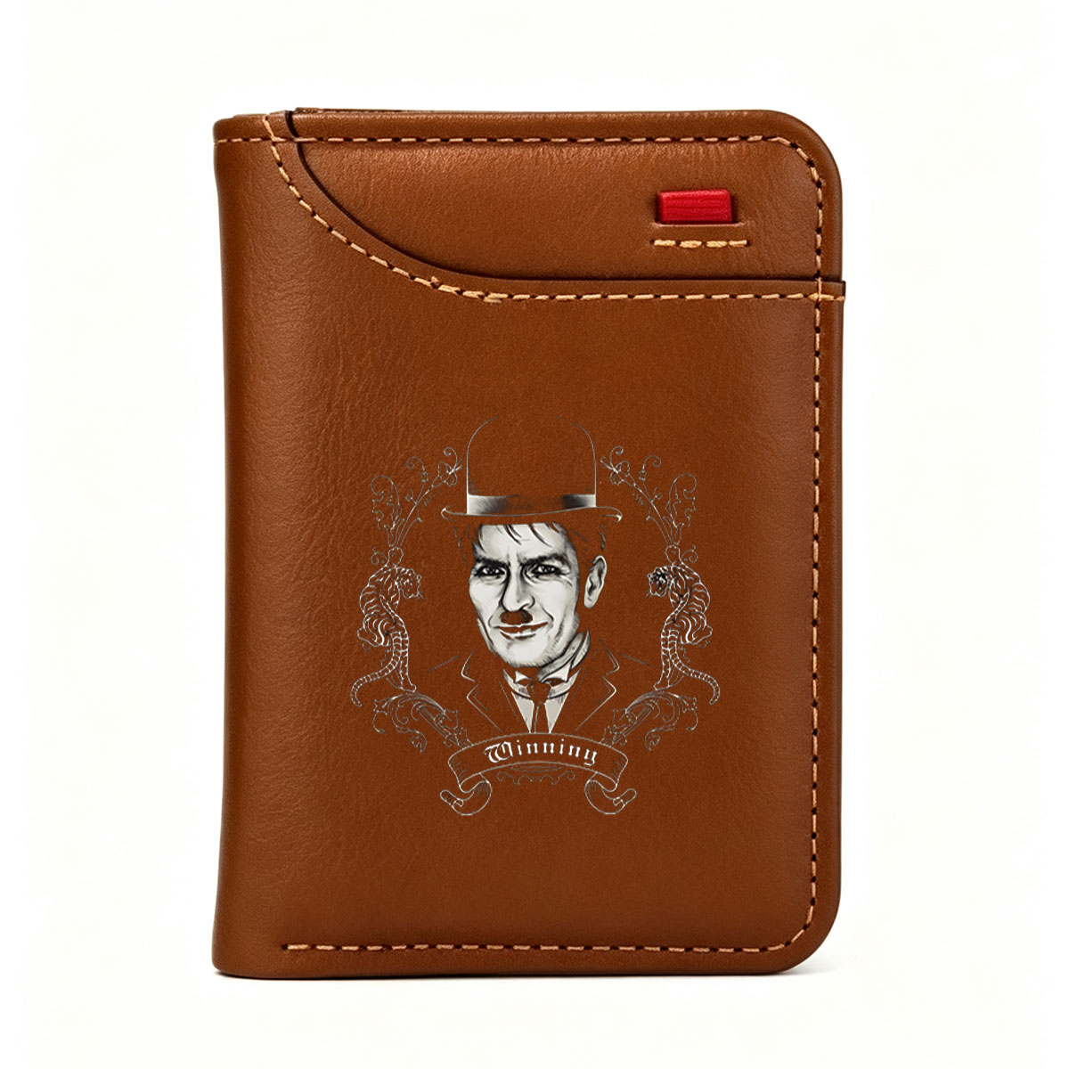Winning: Mr. Monopoly with Tigers and Flourish Design - Vertical Style Wallet
