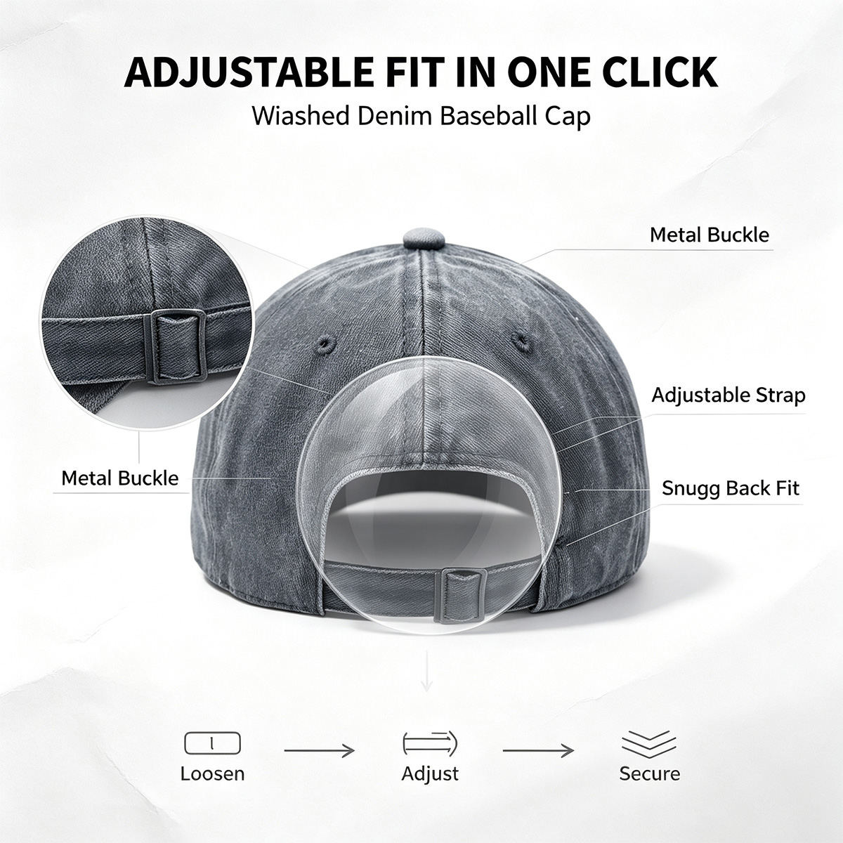 The Spirits: Elephant, Goblins, Phantom, and Witch - Washed Denim - Baseball Cap