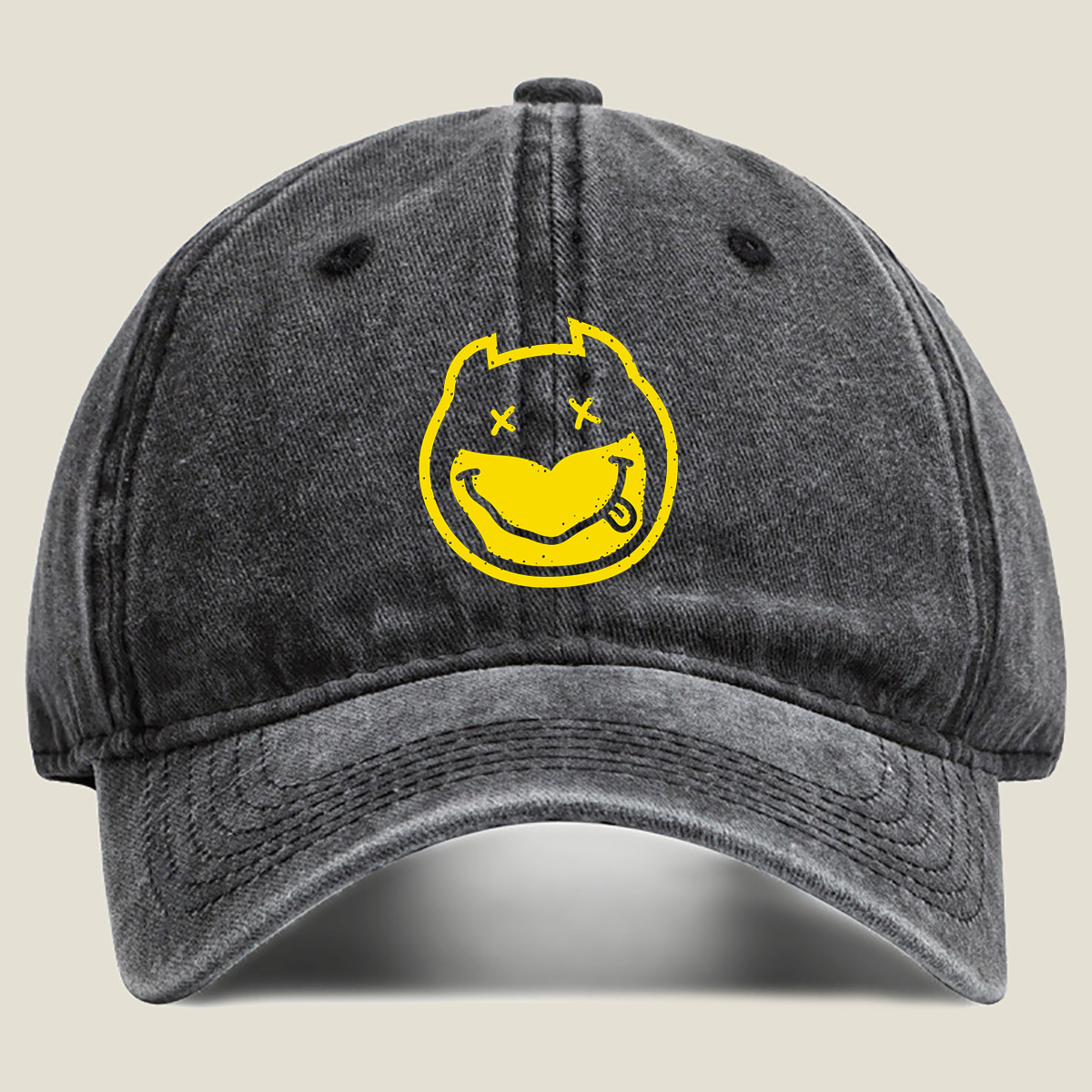 Trollface Emoji - Washed Denim - Baseball Cap