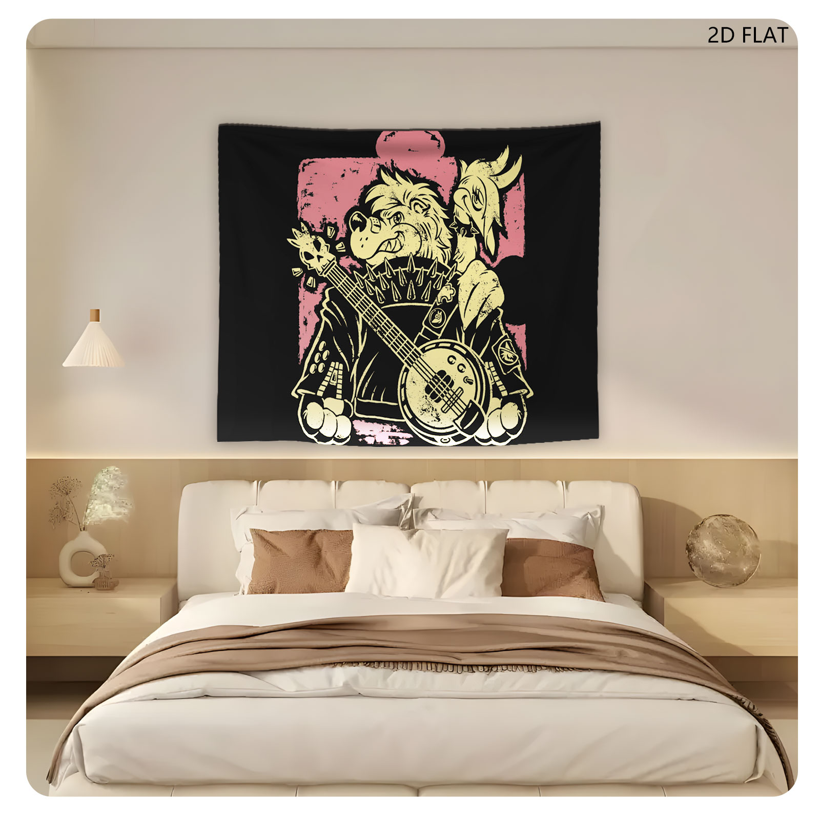 Taz the Tasmanian Devil Playing Banjo with Punk Rock Style - Tapestry