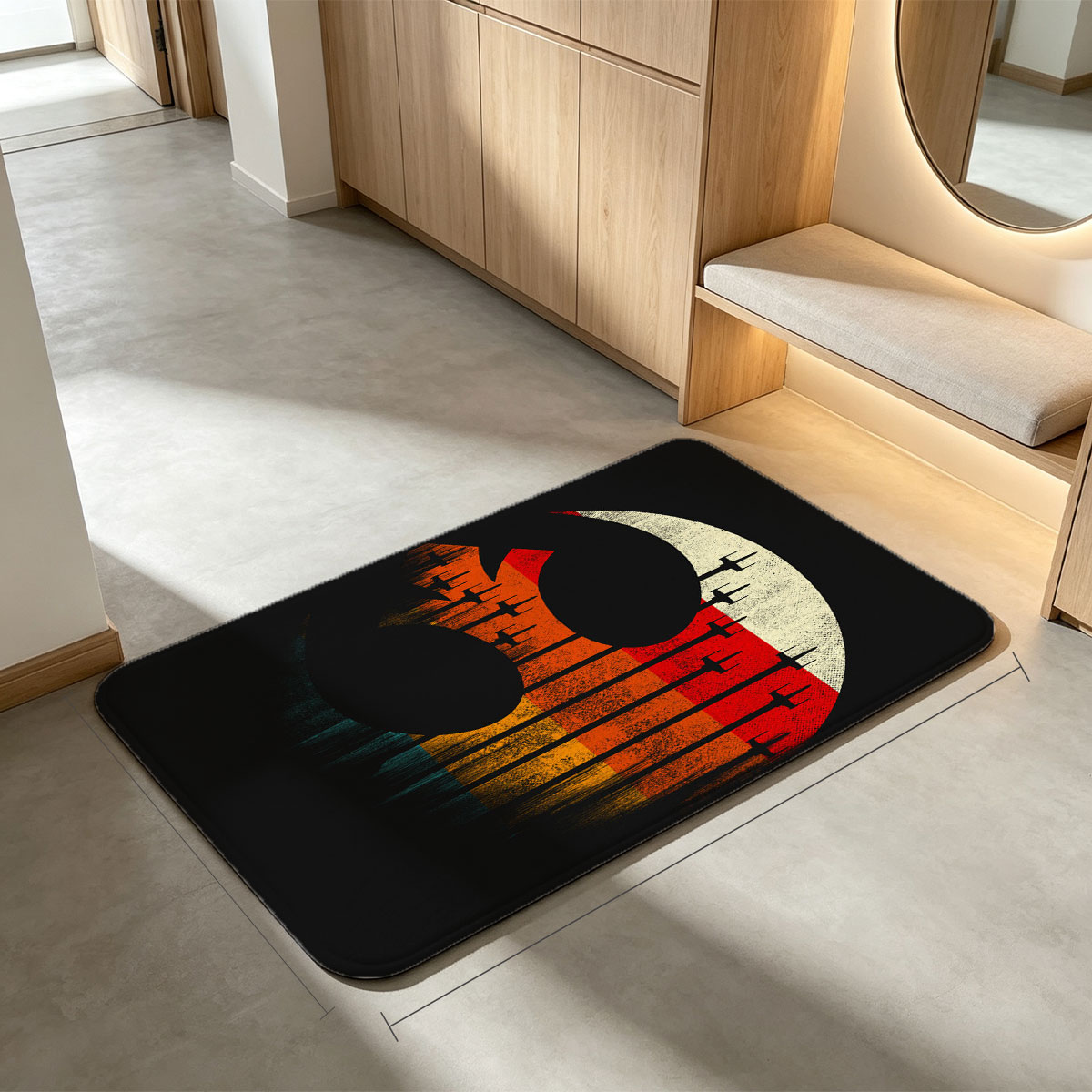 Star Wars Rebel Alliance Symbol with X-Wing Fighters and Vintage Color Gradient - Flannel floor mat