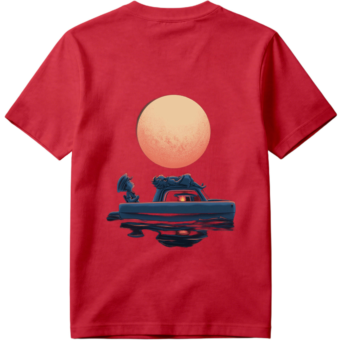 Mario and Bowser in a Boat Under the Moon - Tee