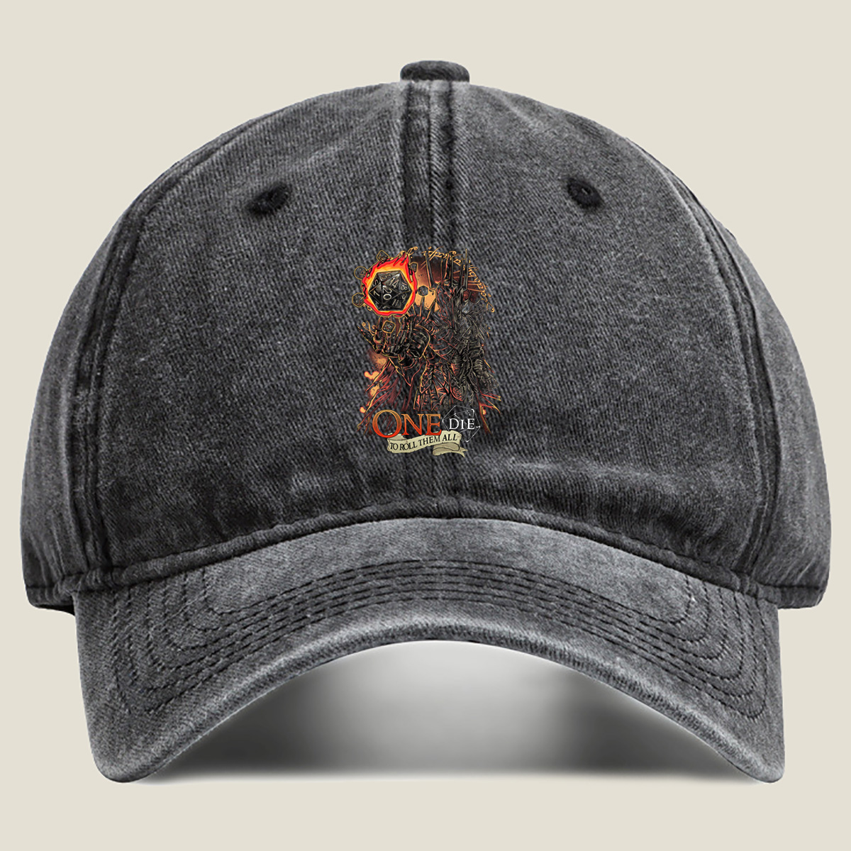 One Die to Roll Them All: D&D Inspired Fantasy Art - Washed Denim - Baseball Cap