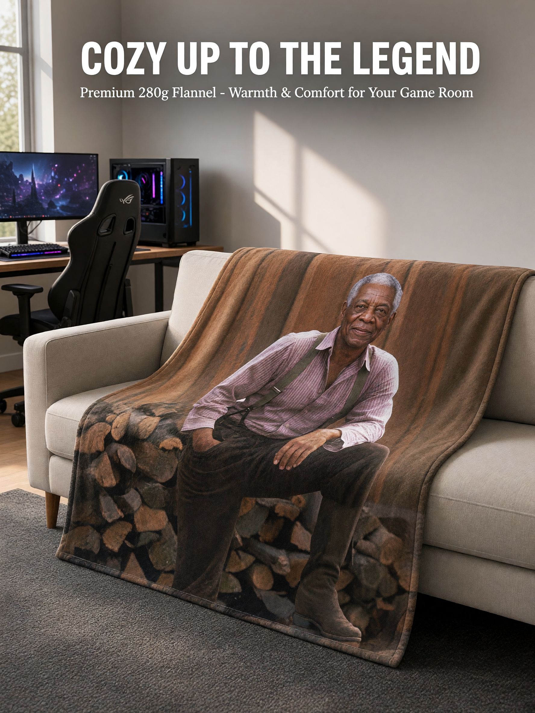 Custom Photo Blanket Personalized Face Portrait Flannel Throw Ultra Soft Fleece Blanket for Family Keepsake Gift