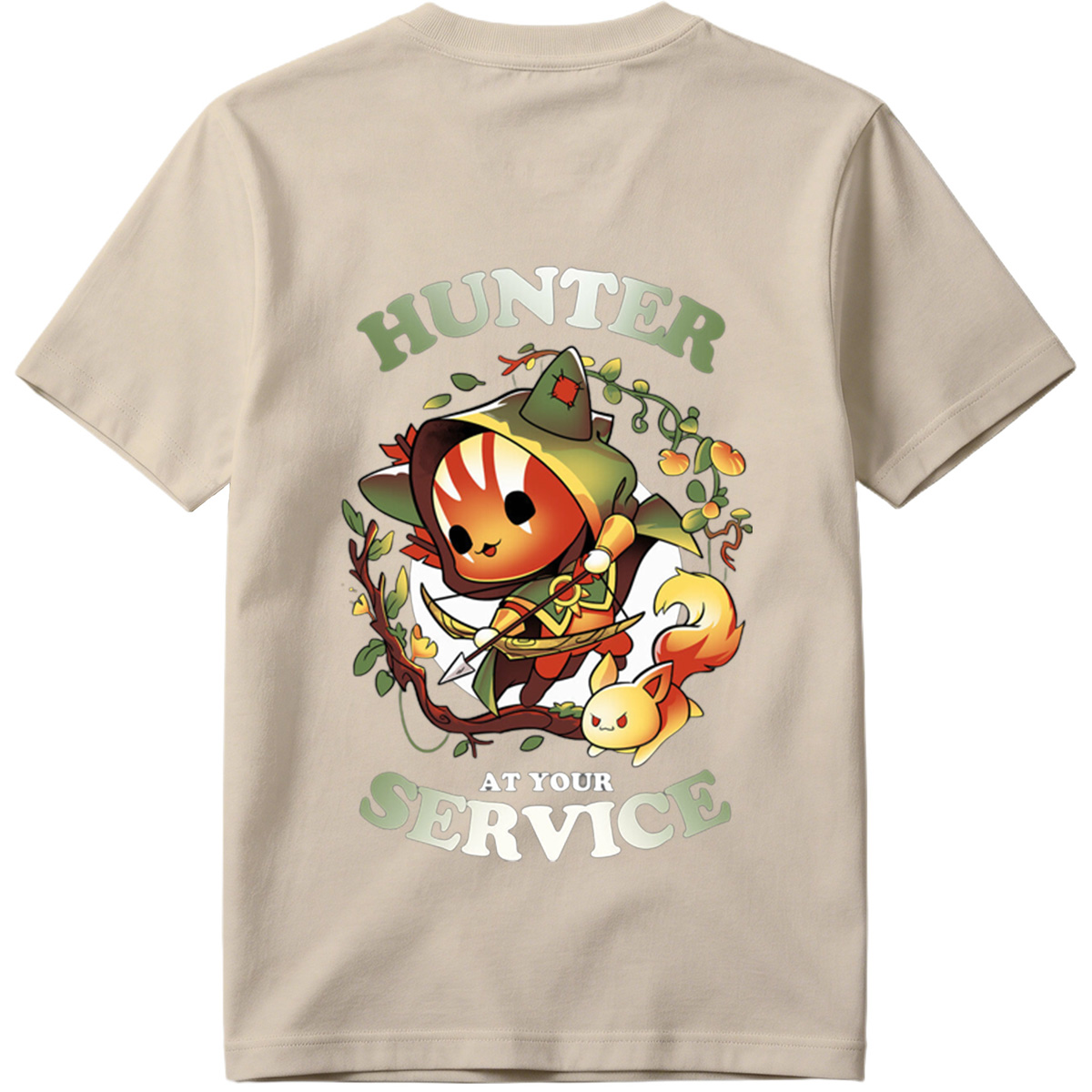 Hunter at Your Service - Chibi Archer and Fox Companion - Tee