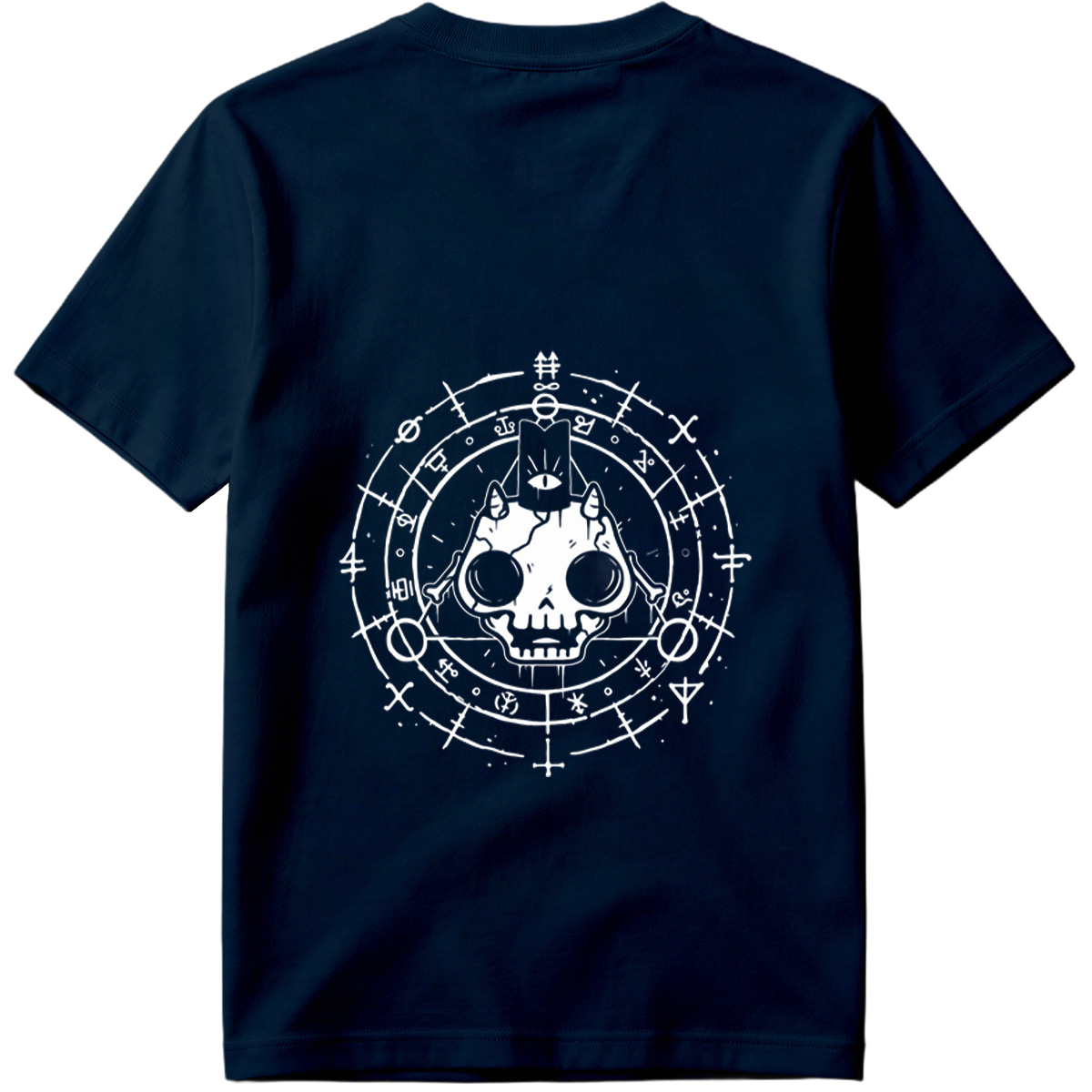 Skull with Horns and Mystical Symbols - Tee