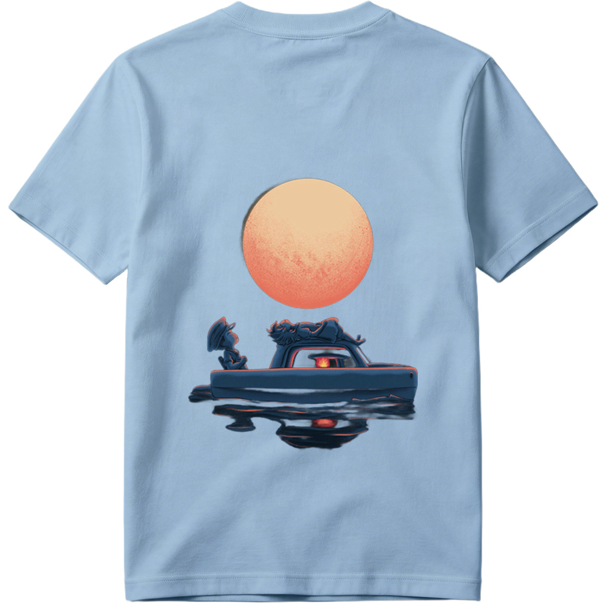 Mario and Bowser in a Boat Under the Moon - Tee