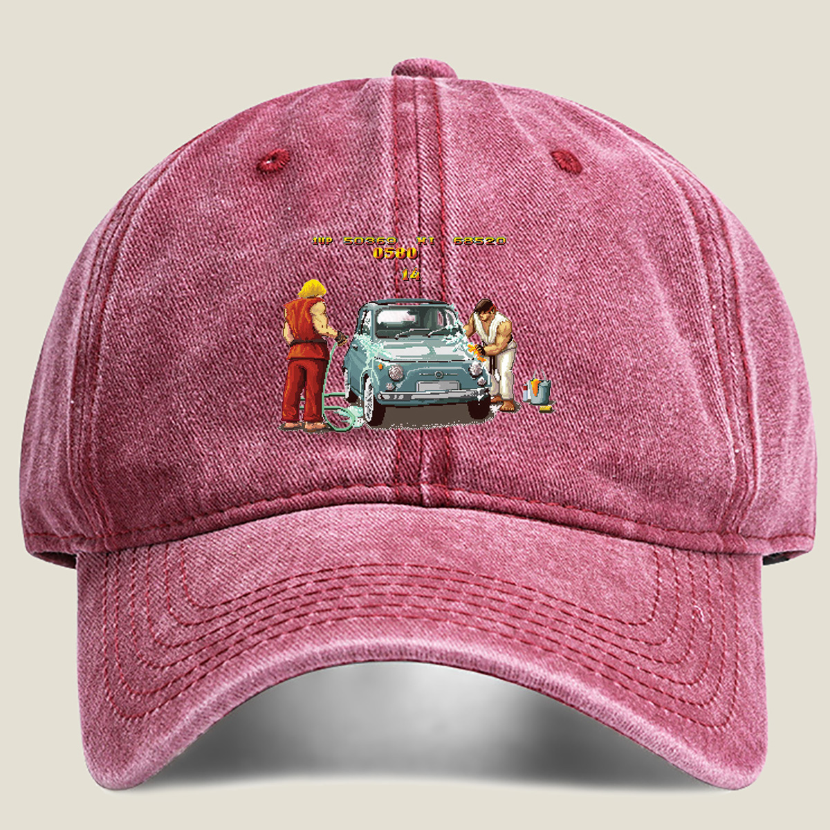Street Fighter: Ryu and Ken Wash Car - Washed Denim - Baseball Cap
