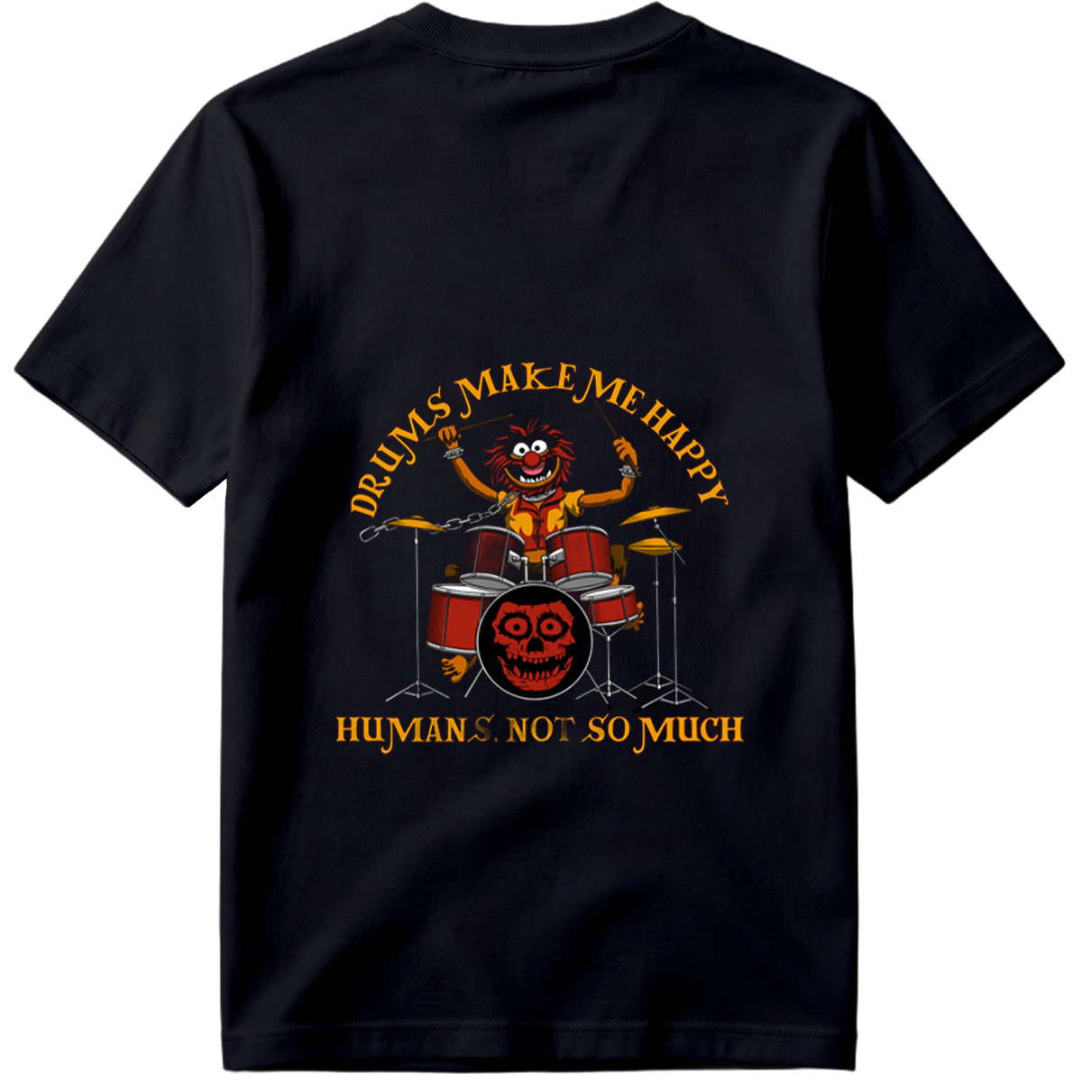 Animal from The Muppets Playing Drums with Skull Design - Tee