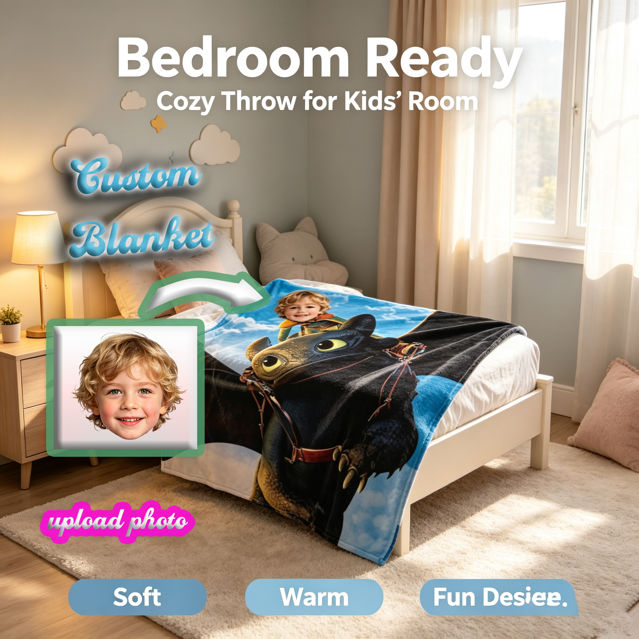 Toothless Custom Photo Blanket | How to Train Your Dragon