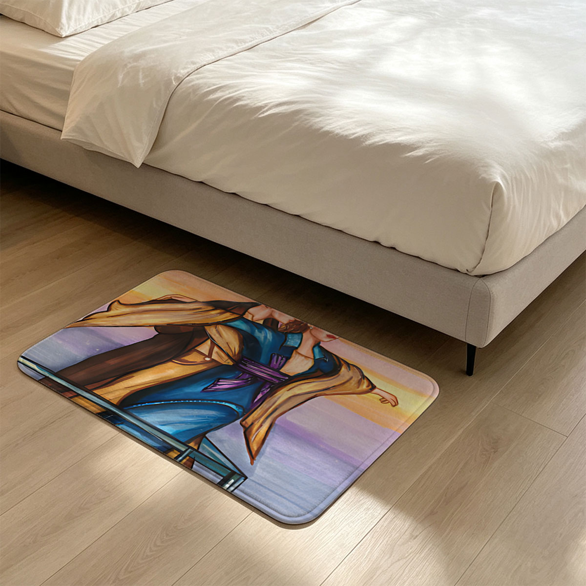 Jack and Rose on the Titanic Deck at Sunset - Flannel floor mat