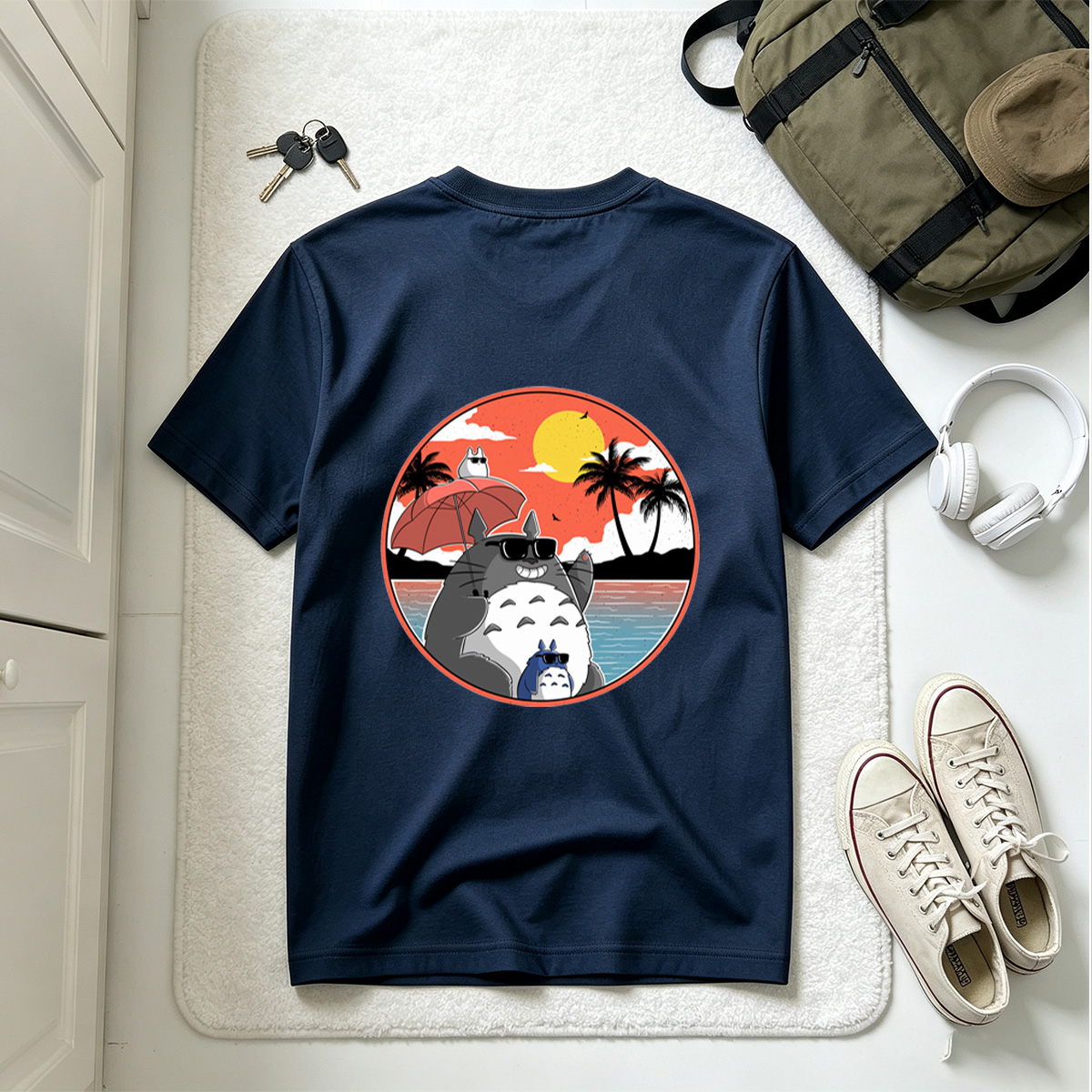 Totoro Family Beach Sunset - Tee