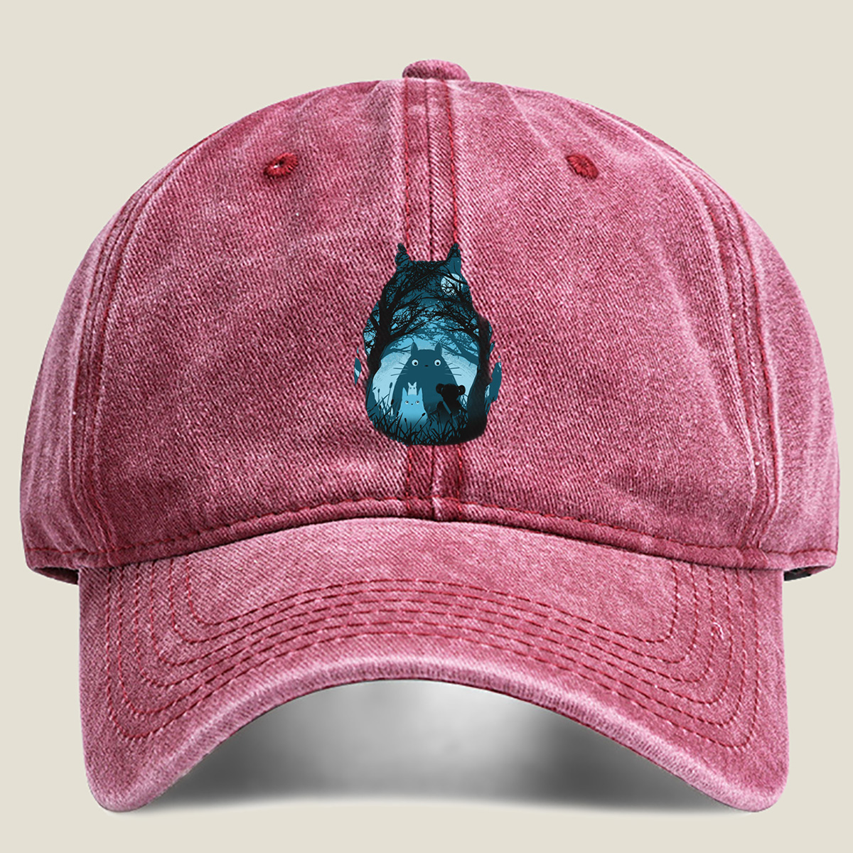 Totoro and Friends in the Moonlit Forest - Washed Denim - Baseball Cap