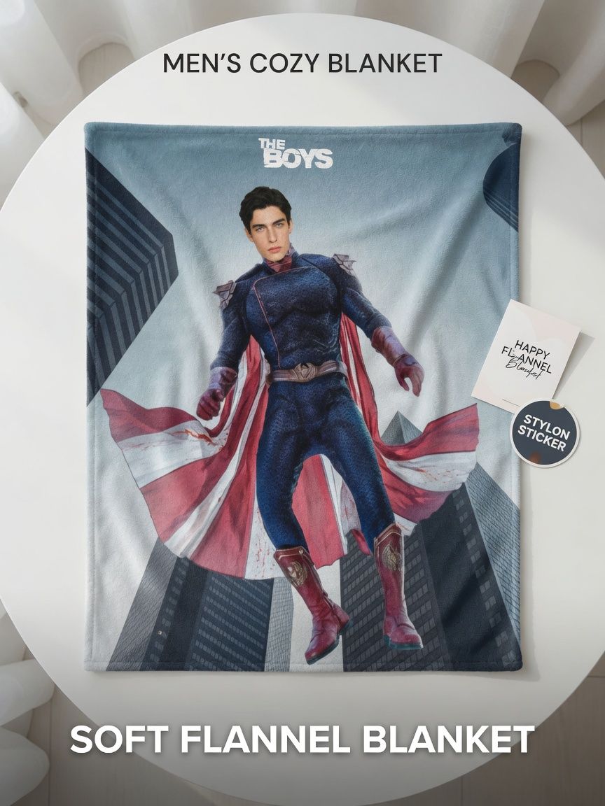 Custom Face Superhero Photo Blanket Personalized Flannel Fleece Throw Lightweight Warm Bed Sofa Gift for Him and Fans