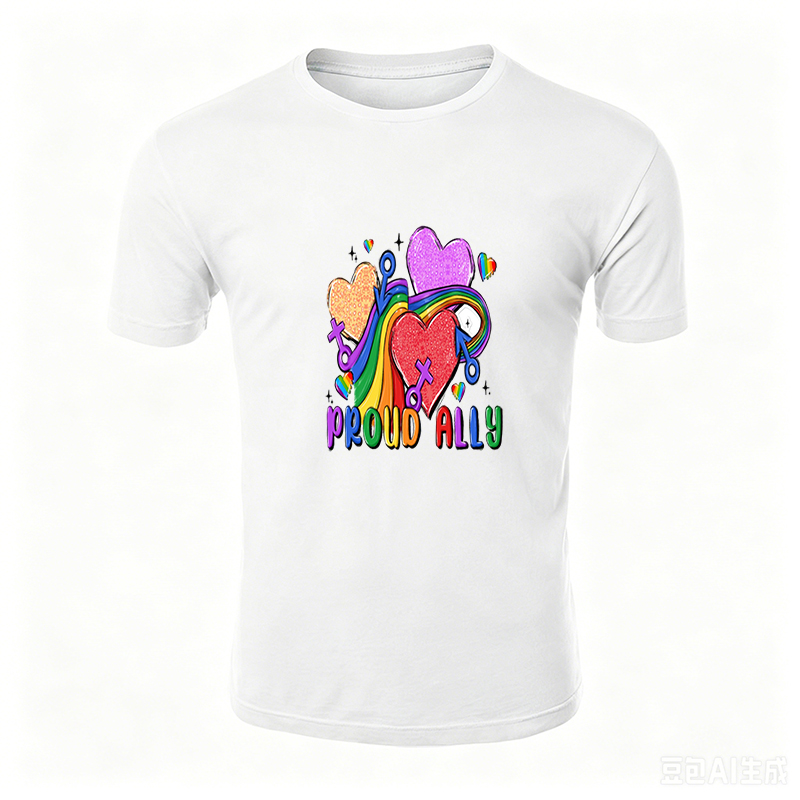 Unisex Classic T-Shirt Pride Rainbow Hearts & 