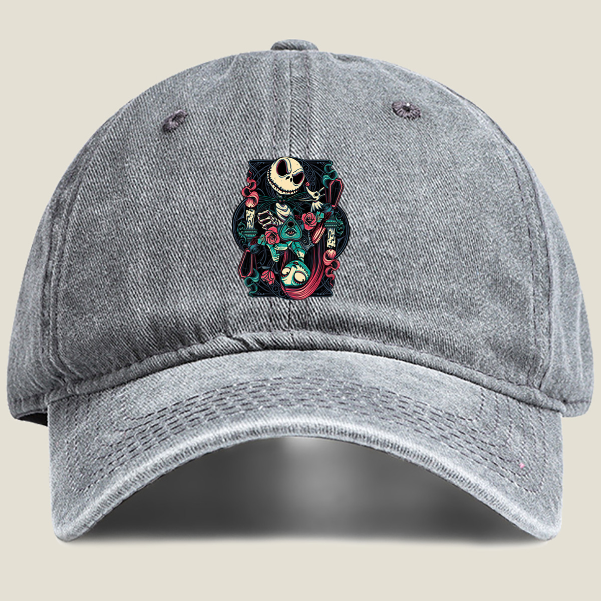 Jack Skellington and Sally - The Nightmare Before Christmas - Washed Denim - Baseball Cap