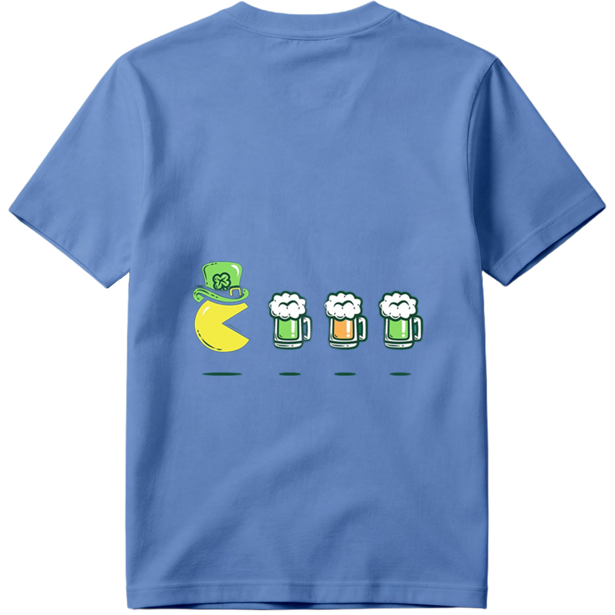 Pac-Man Wears a Leprechaun Hat and Approaches Beer Mugs - Tee