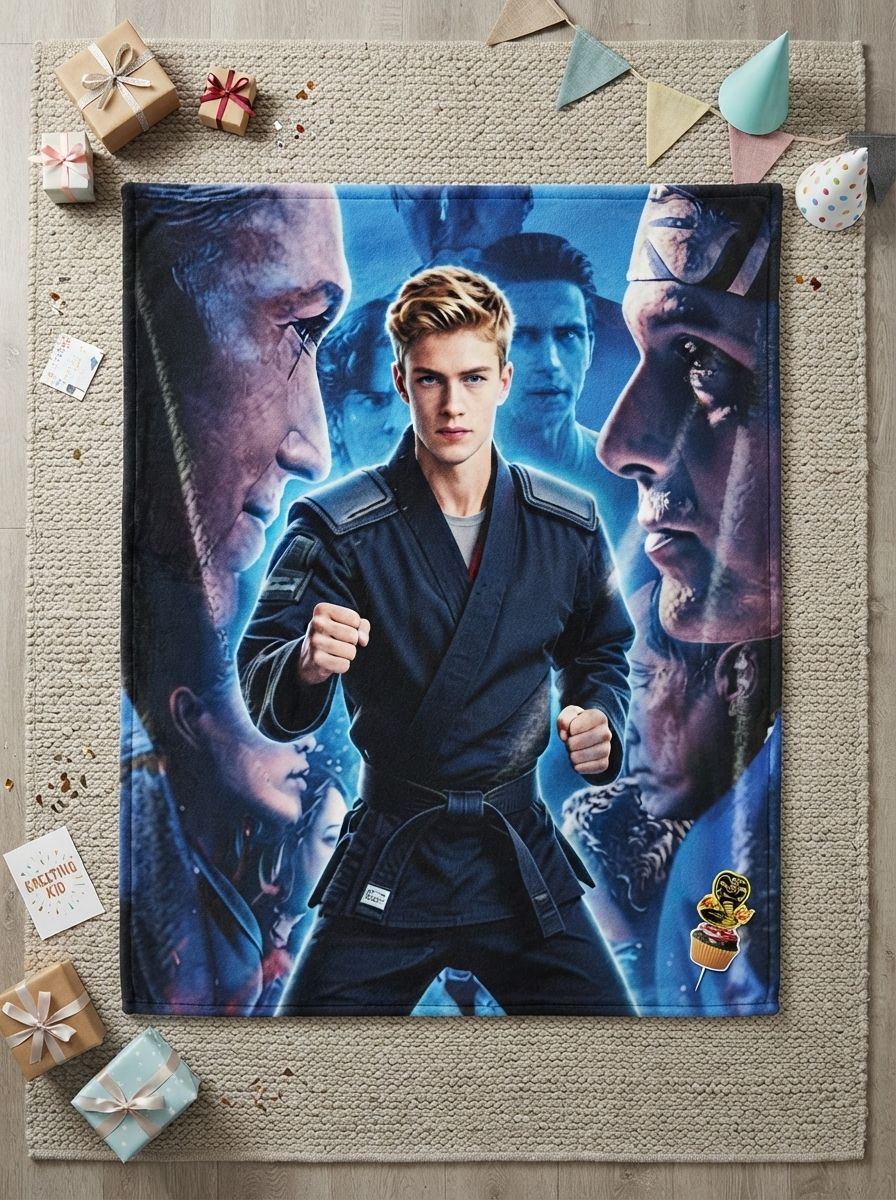Custom Photo Martial Arts Flannel Blanket Personalized Face Fleece Throw Warm Anti-Pilling Cover for Bed Sofa Unique