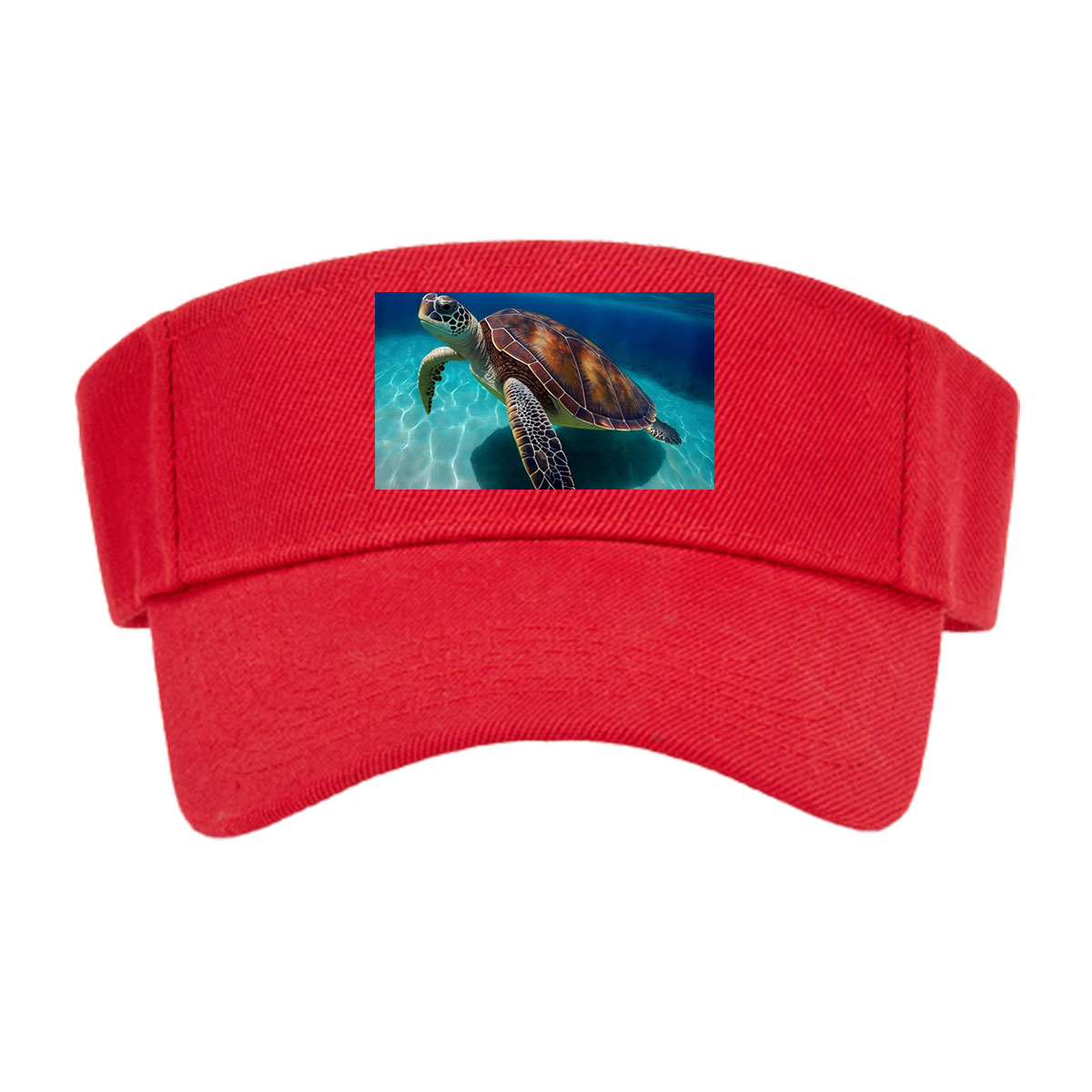 Sea Turtle Swimming in Crystal Clear Waters -  Visor cap