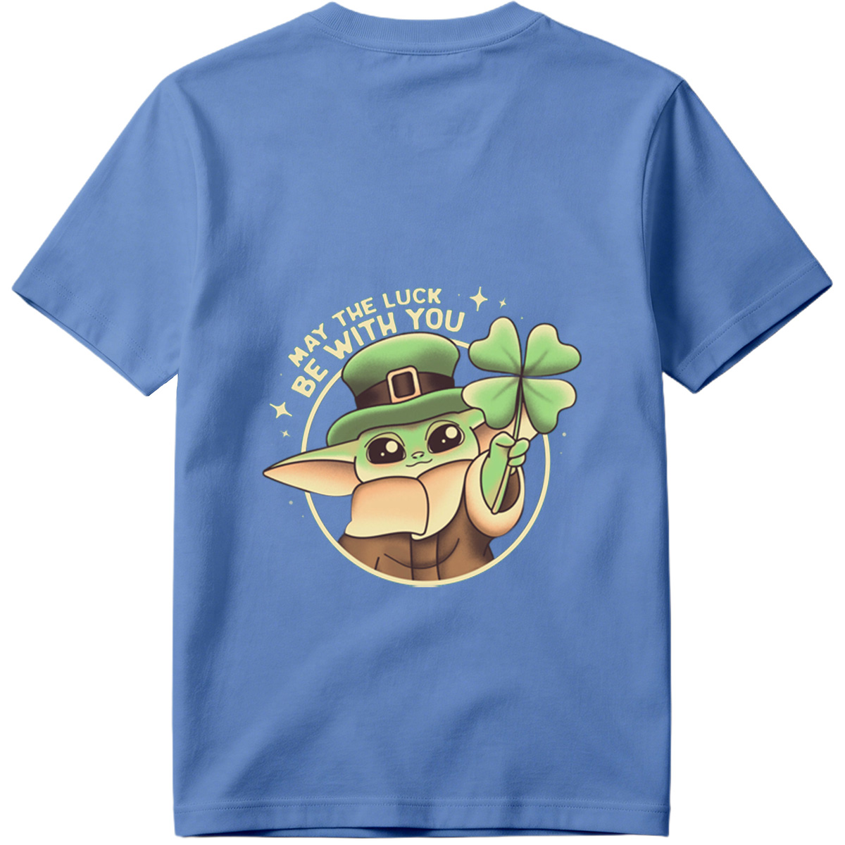 Baby Yoda Wearing Leprechaun Hat Holding Four Leaf Clover with 