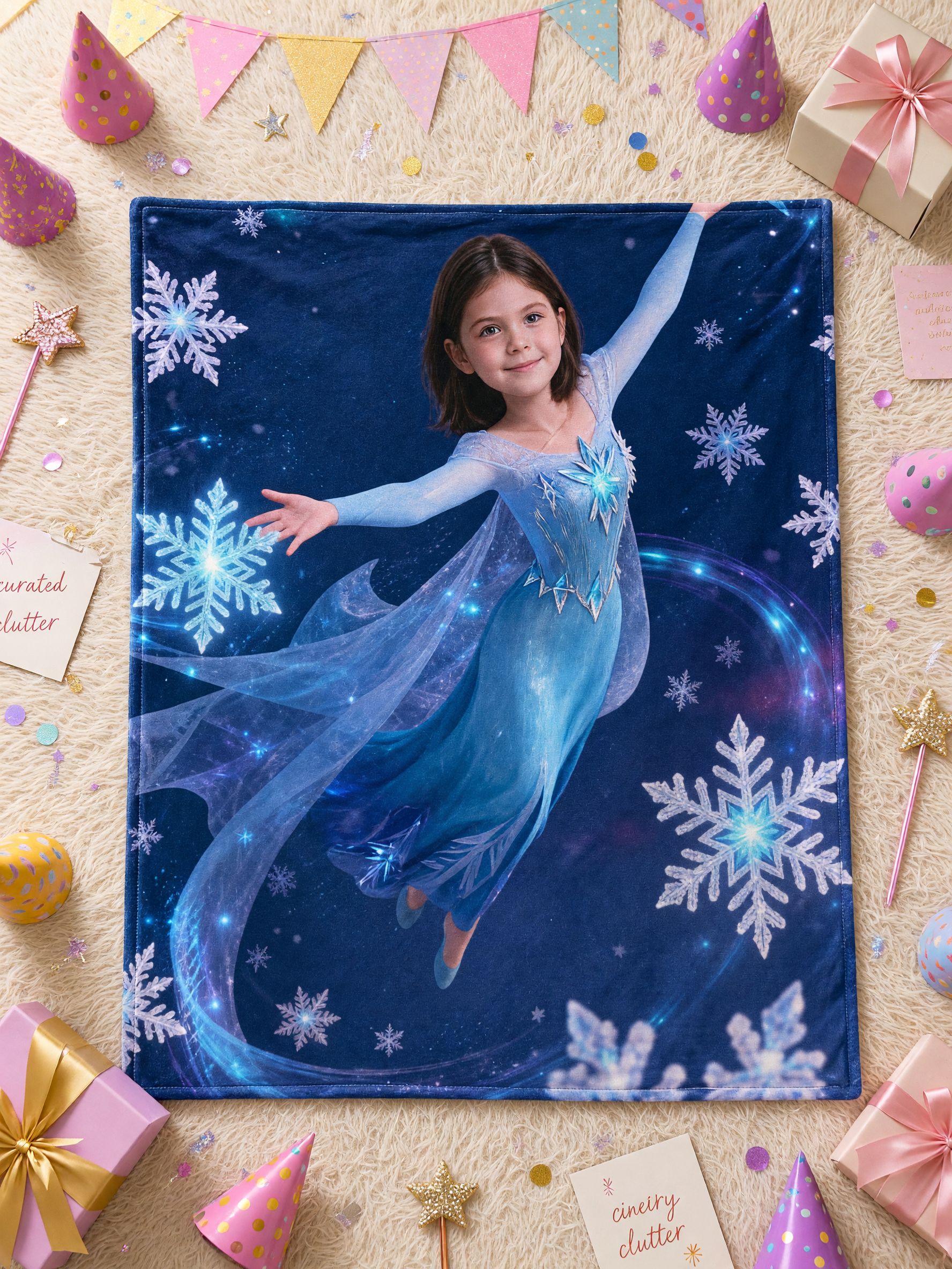Custom Photo Face Blanket Personalized Ice Princess Flannel Throw Ultra Soft Warm Fleece for Bed Sofa Ideal Custom Gift