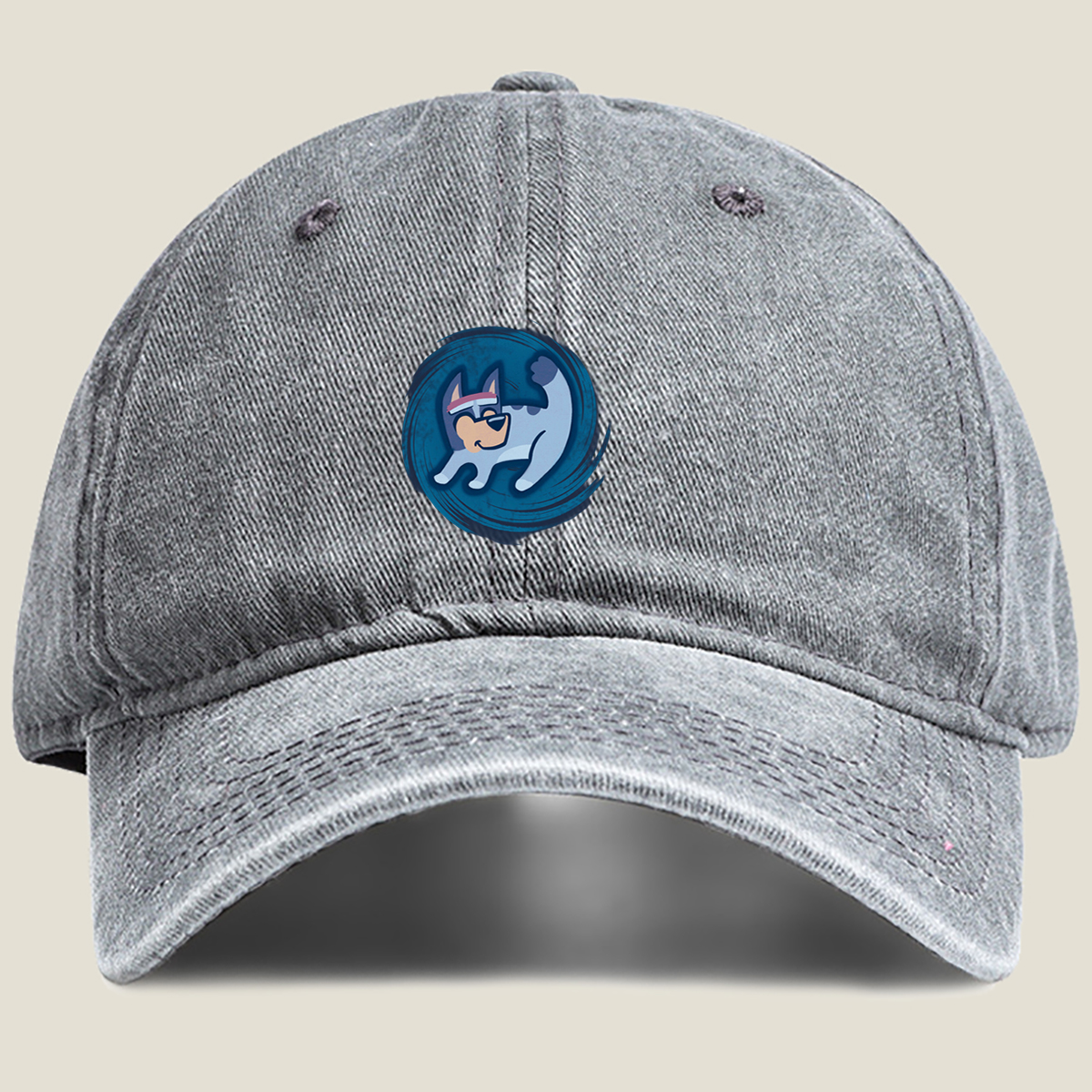 Bluey in a Swirl of Energy - Washed Denim - Baseball Cap