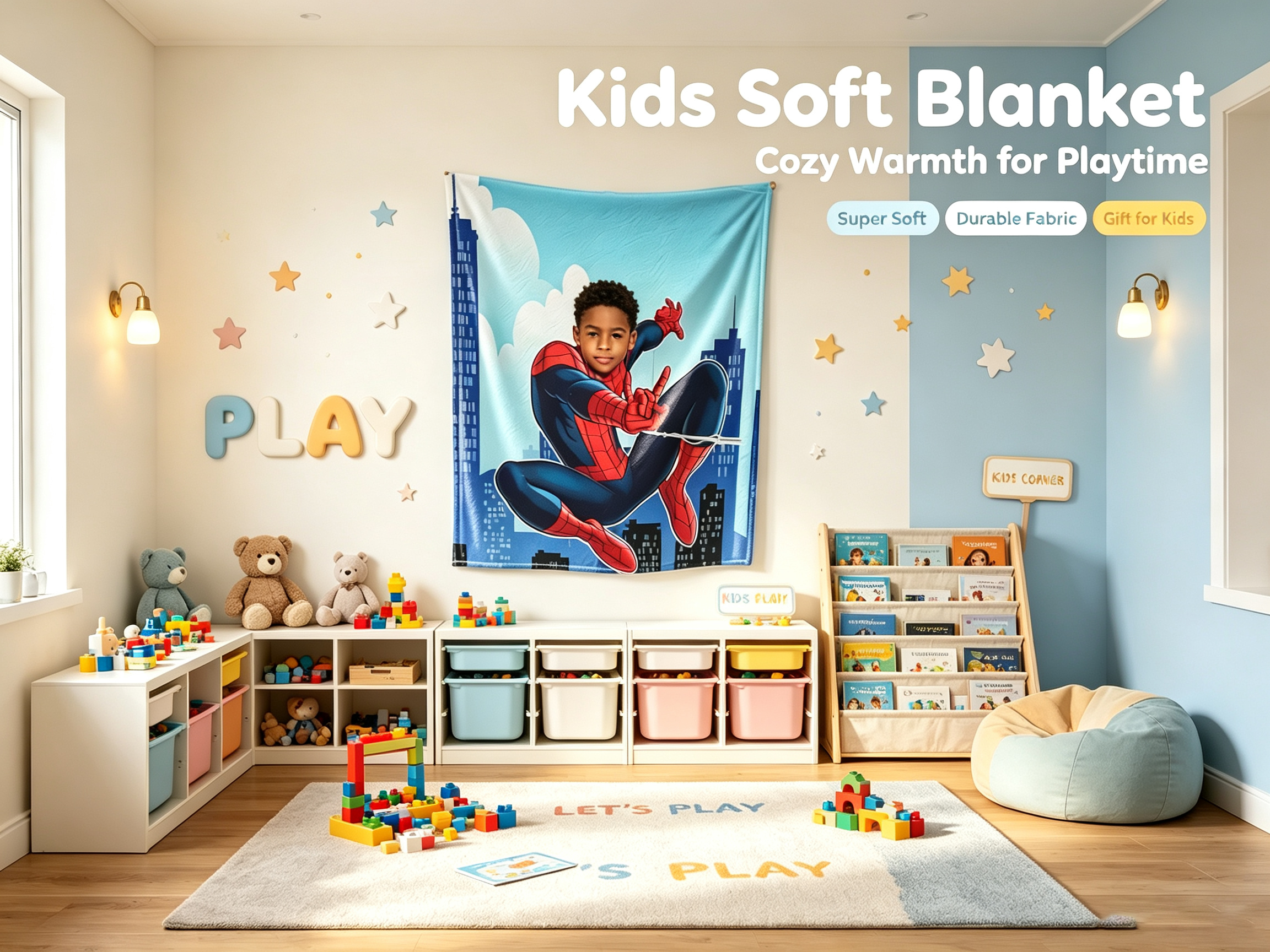 复制Custom Spider‑Man Personalized Photo Flannel Blanket | Make Your Kid A Superhero