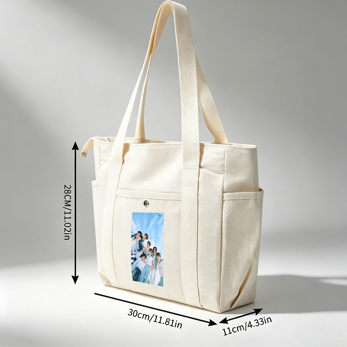 NACIFIC Band Members in Casual Outfits Posed Against a Bright Blue Sky - Multi-pocket bags