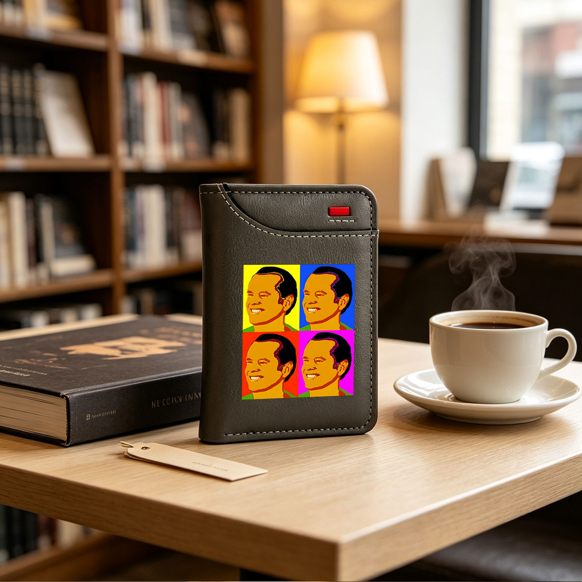 Pop Art Portrait of a Smiling Man in Four Color Blocks - Vertical Style Wallet