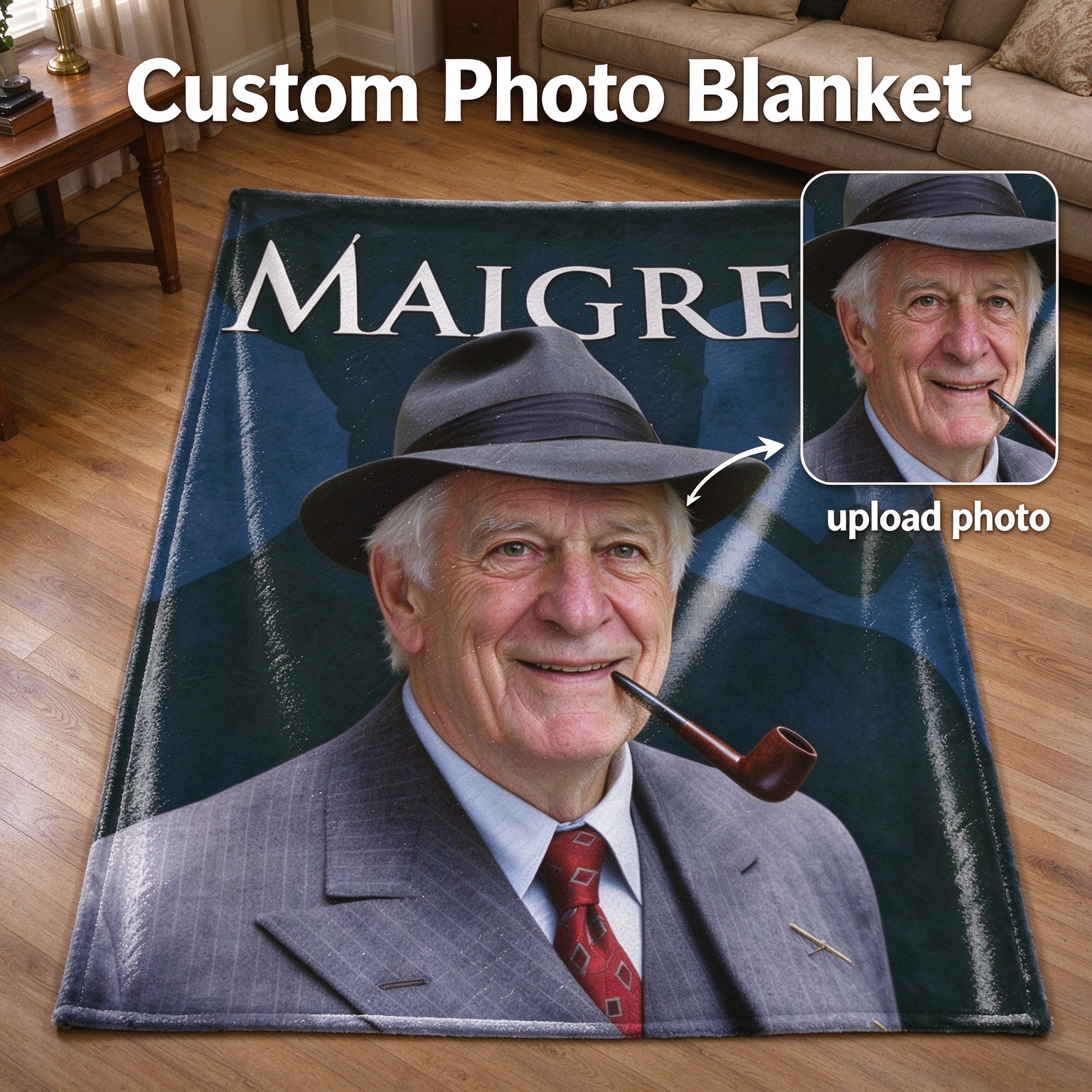 Custom Photo Face Blanket, Ultra Soft Flannel Throw with Picture Print, Ideal Personalized Gift for Bed and Couch