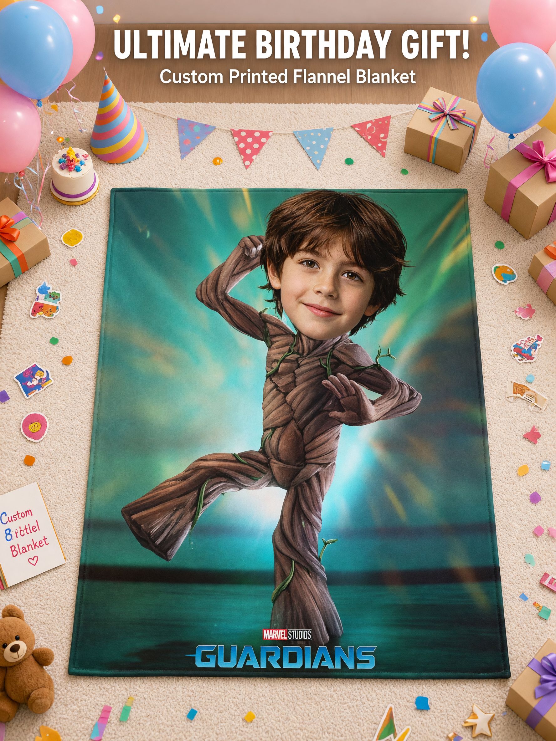 Custom Face Photo Flannel Throw Blanket Personalized Hero Fleece Blanket Warm Soft Keepsake Gift for Kids and Adults